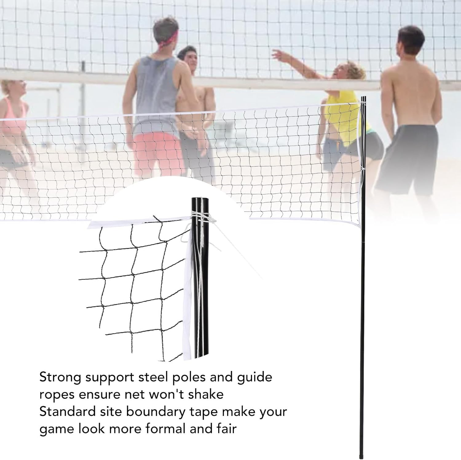 Keenso Portable Volleyball Set, Professional Complete Net System, Easy Setup for Outdoor Beach Backyard, Great for Family and Friends, PE and Iron Material