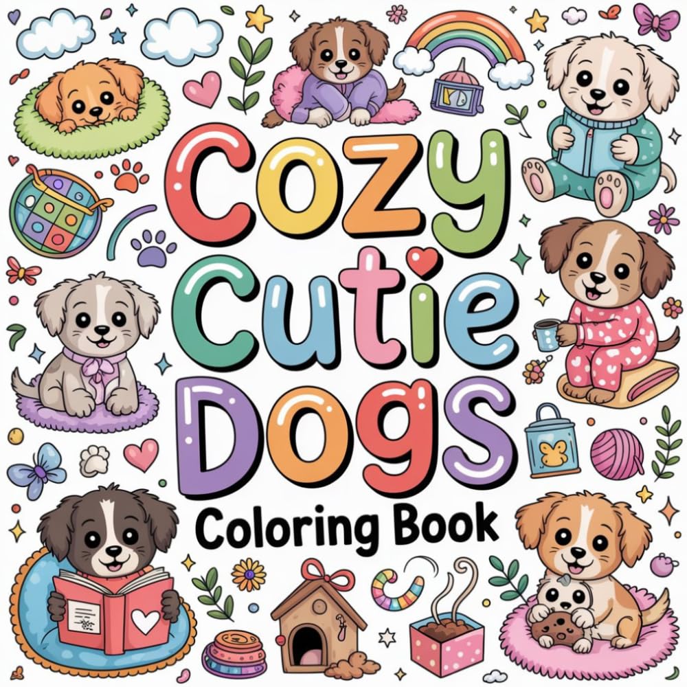 Cozy Cutie Dogs Coloring Book: cozy cutie dogs relaxation women color book, cozy cutie dogs stress relief adults book, cozy cutie dogs focus kids ... cozy cutie dogs relaxation teens color book