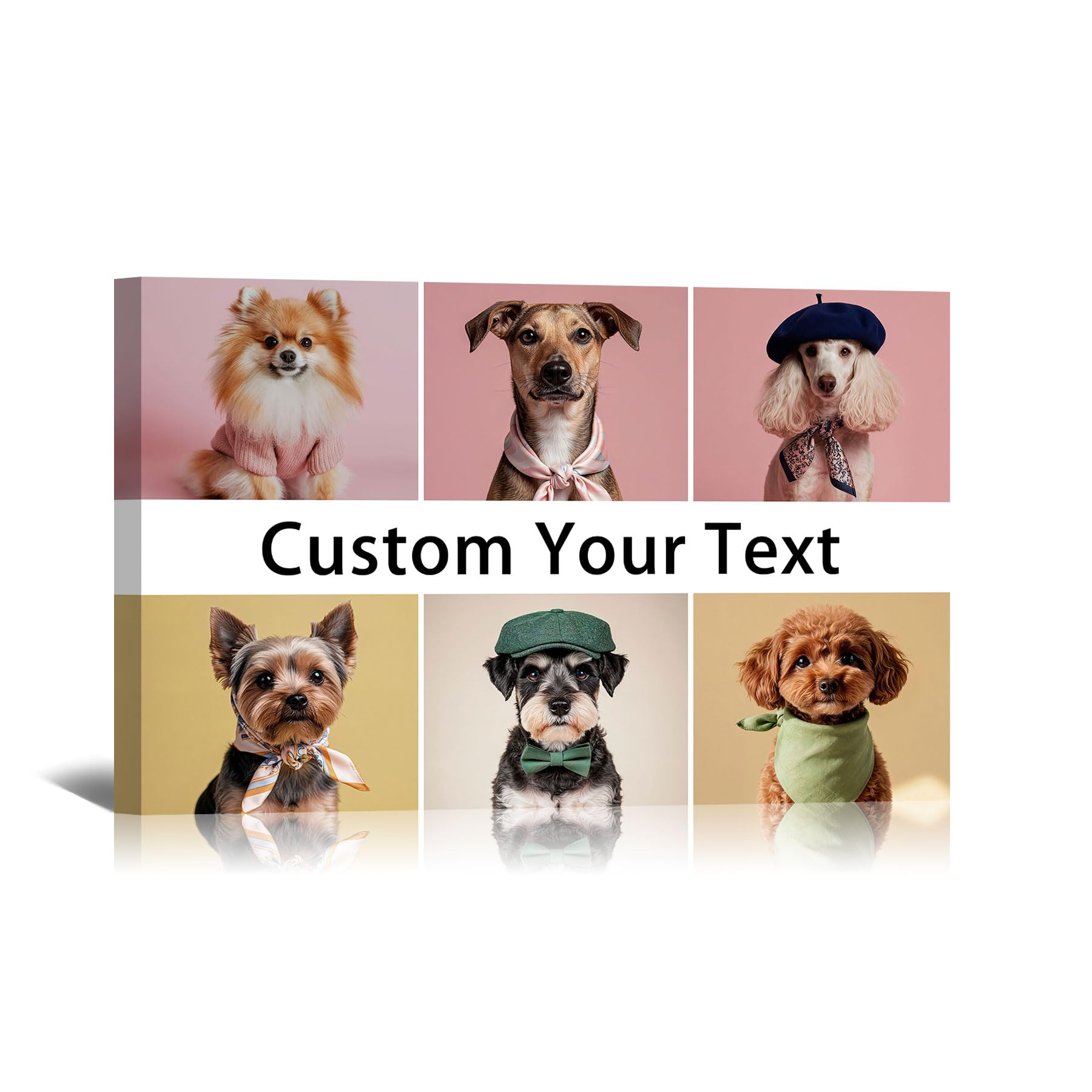 Personalised 6 Photo Collage Canvas Prints with Your Pictures and Text, Personalized Multi Photo Canvas Wall Art, Family Photo Gifts for Mom Dad Pet Couple Wedding Anniversary 45x30 cm (18x12in)