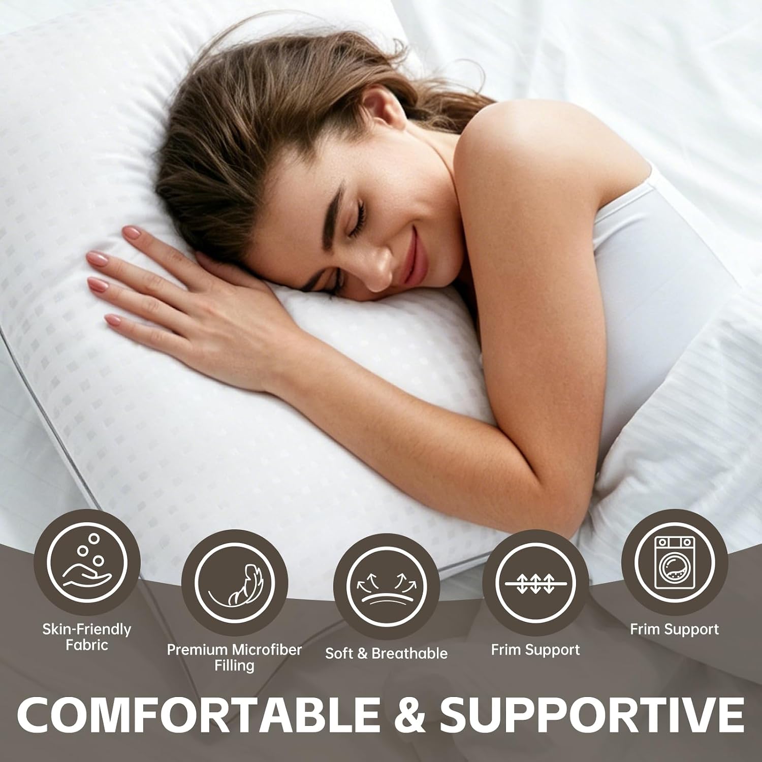 HIMOON Bed Pillows for Sleeping Set of 4,Queen Size Cooling Pillows 4 Pack,Top-end Microfiber Cover for Side Stomach Back Sleepers