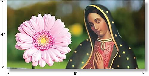 Miniatura 2 de Letrero de madera Virgen de Guadalupe Reina de México (4 "x 8") Cuadro de Virgen de Guadalupe. Hermosa impresión digital sobre madera de la Virgen