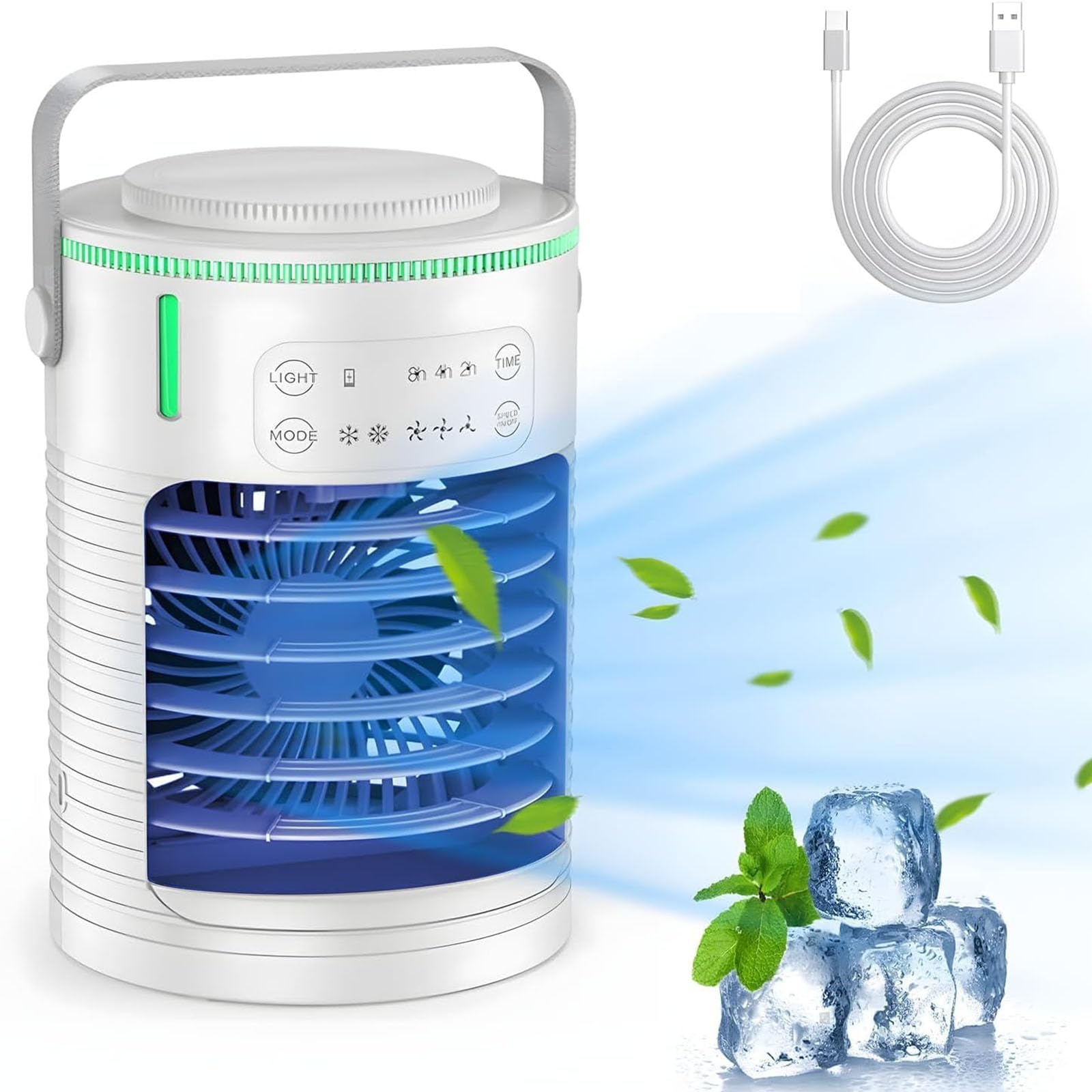 Ventola di raffreddamento portatile a 3 velocità silenziosa con timer 8H LED USB radiatore di raffreddamento per camera da letto scrivania piccola USB aria condizionata