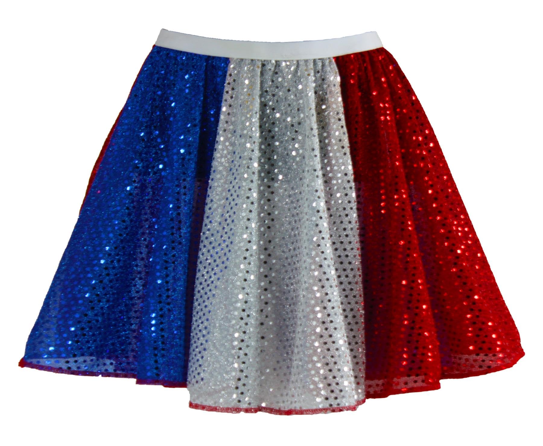 The Dragons Den Adults National Flag of France 15" (38cm) Length Sequined Skirt Fancy Dress [S-M]