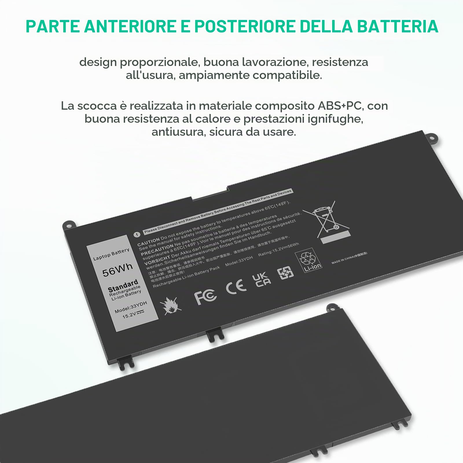 ASUNCELL 56WH 15.2V 33YDH Batteria per PC portatile Dell Inspiron 17 7000 15 7577 17 7773 17 7778 17 7779 2in1 17 7786 Series 33YDH PVHT1 W7NKD 81PF3 081PF3 3P30E. P30E001 DNCWSCB6106B