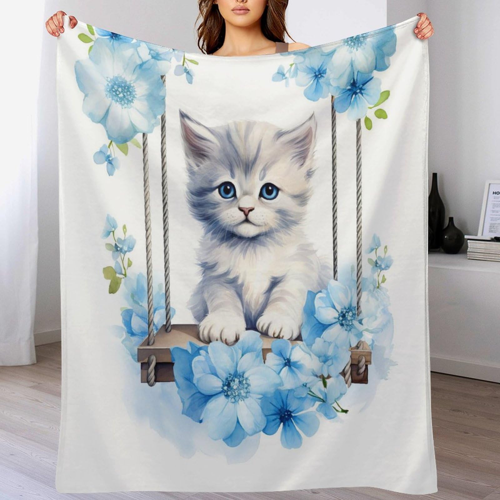 Couverture plaid motif chat en molleton, le grand lit douillet pour ne plus avoir froid en hiver
