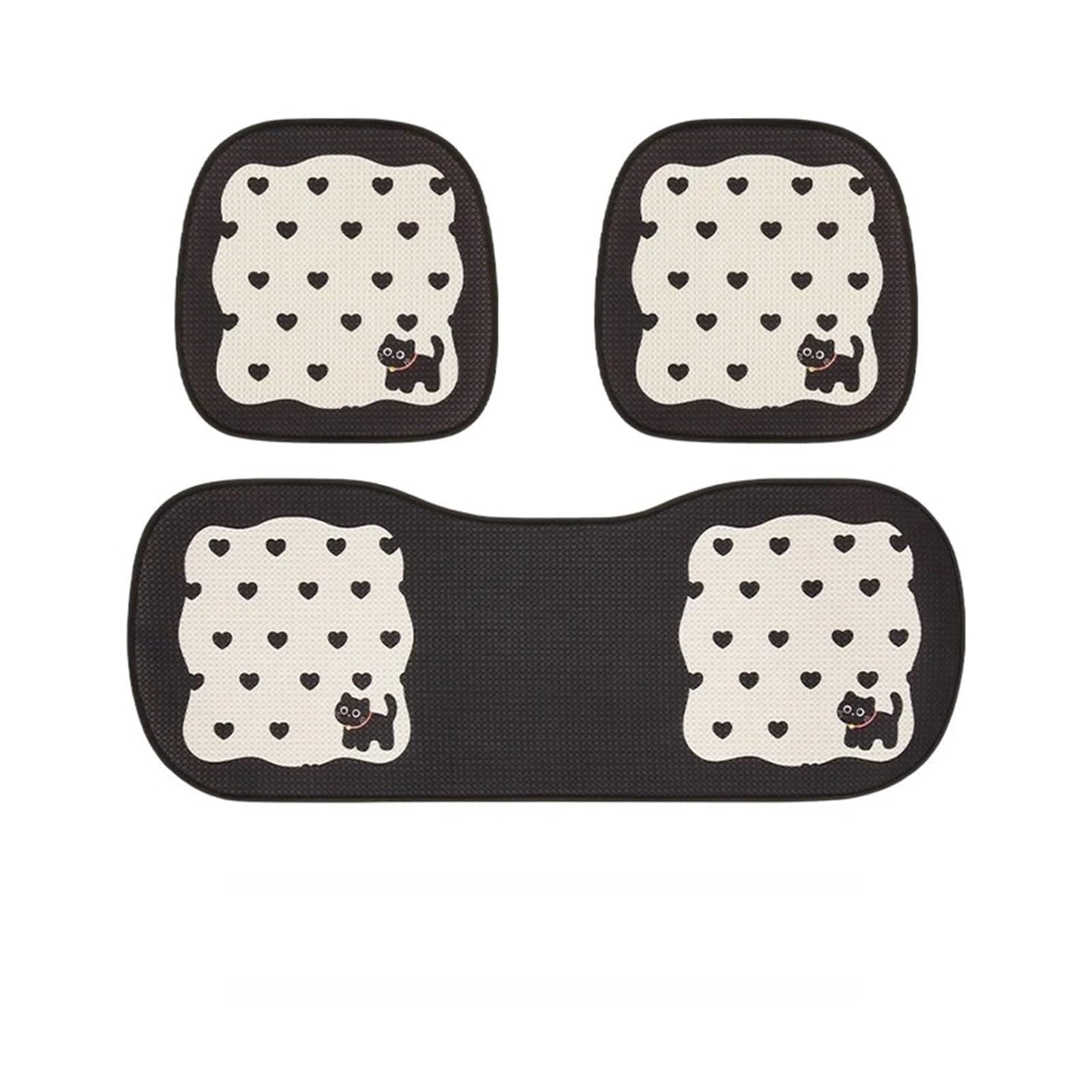 Hviyroi car seat cushion Cute kitten mesh honeycomb breathable fabric car seat cushion Universal Car Seat Covers(3pc)