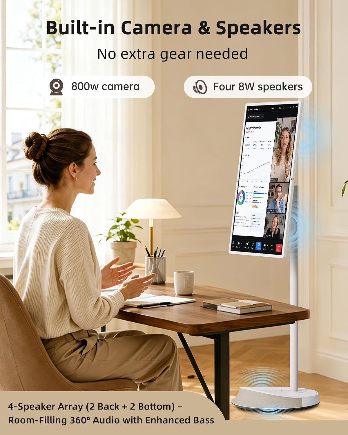 KTC MEGAPAD 32 Inch 4K Smart Portable TV on Wheels,16G+256G Storage, Android OS EDLA Certified, Four 8W Speakers, Built-in Battery&Camera, Voice Remote, UHD Touch Screen with Rolling Stand, A32Q7 Max 5 71p9GyBiYGL. AC SL1500