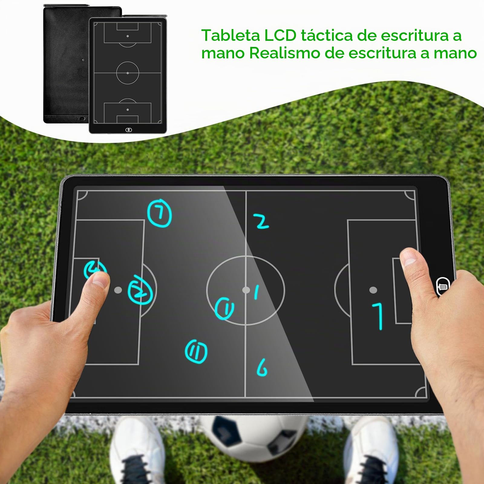 Pizarra táctica LCD Elctronic: pizarra táctico de fútbol con bolígrafo Tacical, 16 pulgadas Erasable Drawing Board para guías y herramientas de entrenamiento