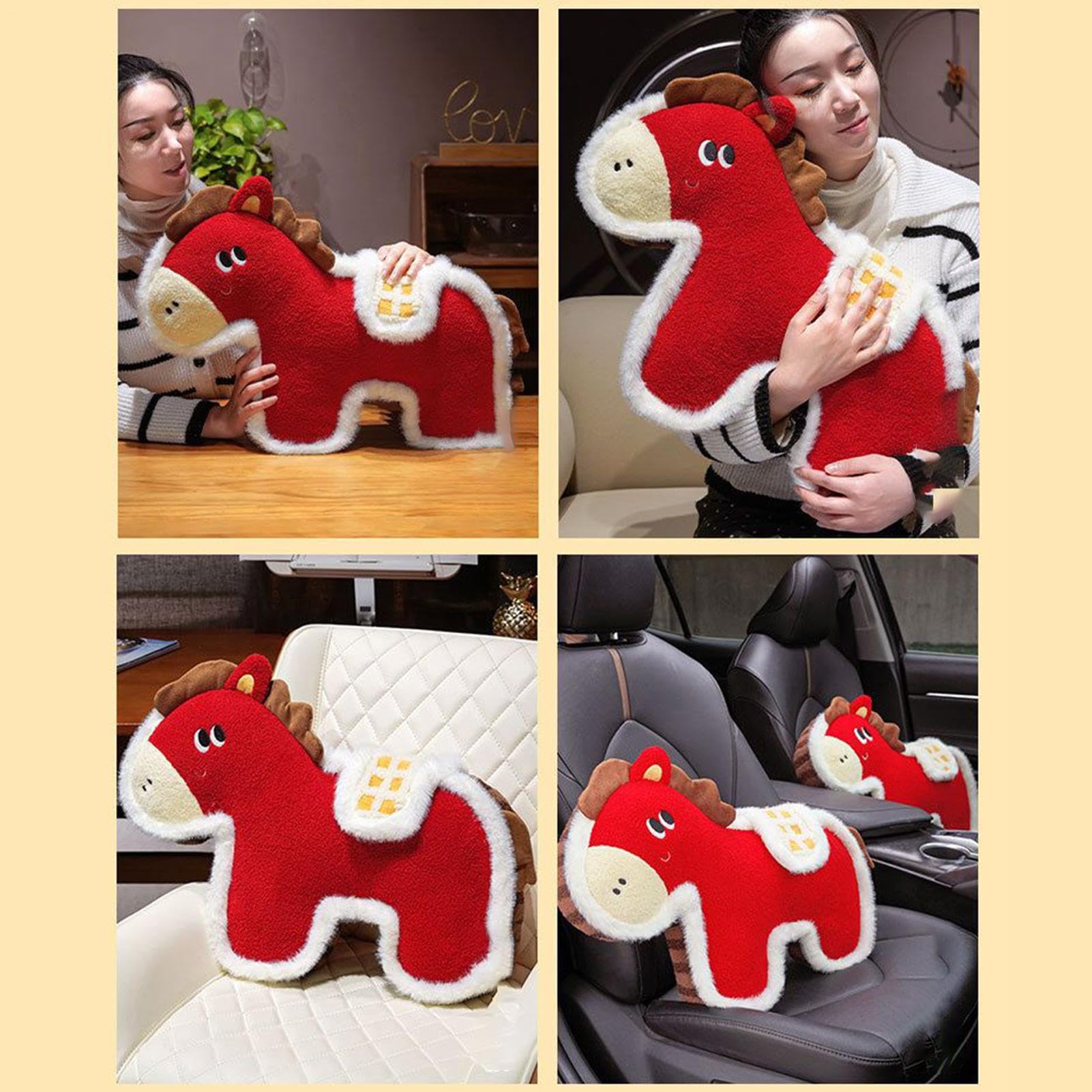 Koń Pluszowy 2026 Chiński Nowy Maskotka Na Szczęście | Zwierzątko Pluszowe Na Święto Wiosny Zabawka Koń Do Salonu, Sypialni, na Kanapę, na Święto Wiosny i Wakacje, dla Przyjaciół