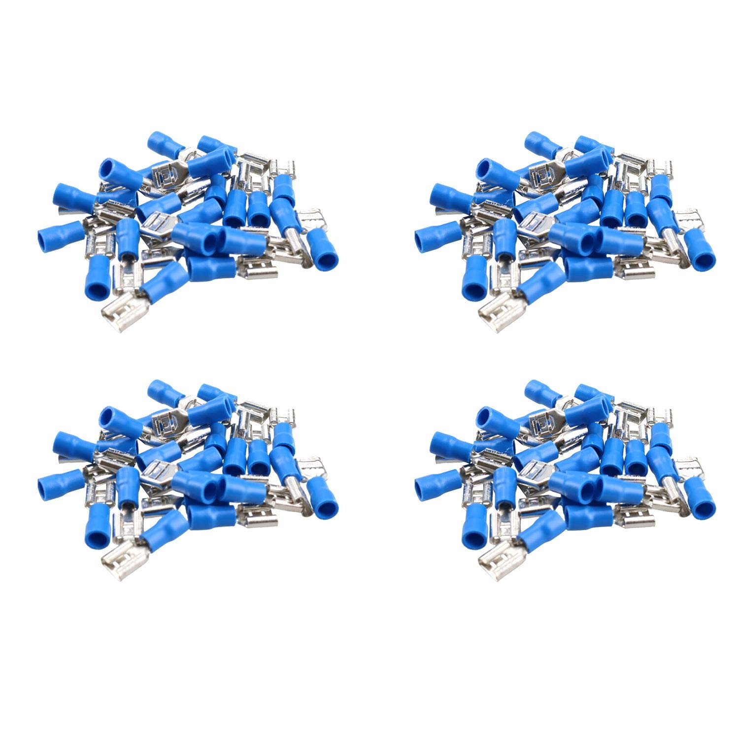 4mm Female Blue Electrical Cable Wire Spade Terminals Crimps Connectors 100pc