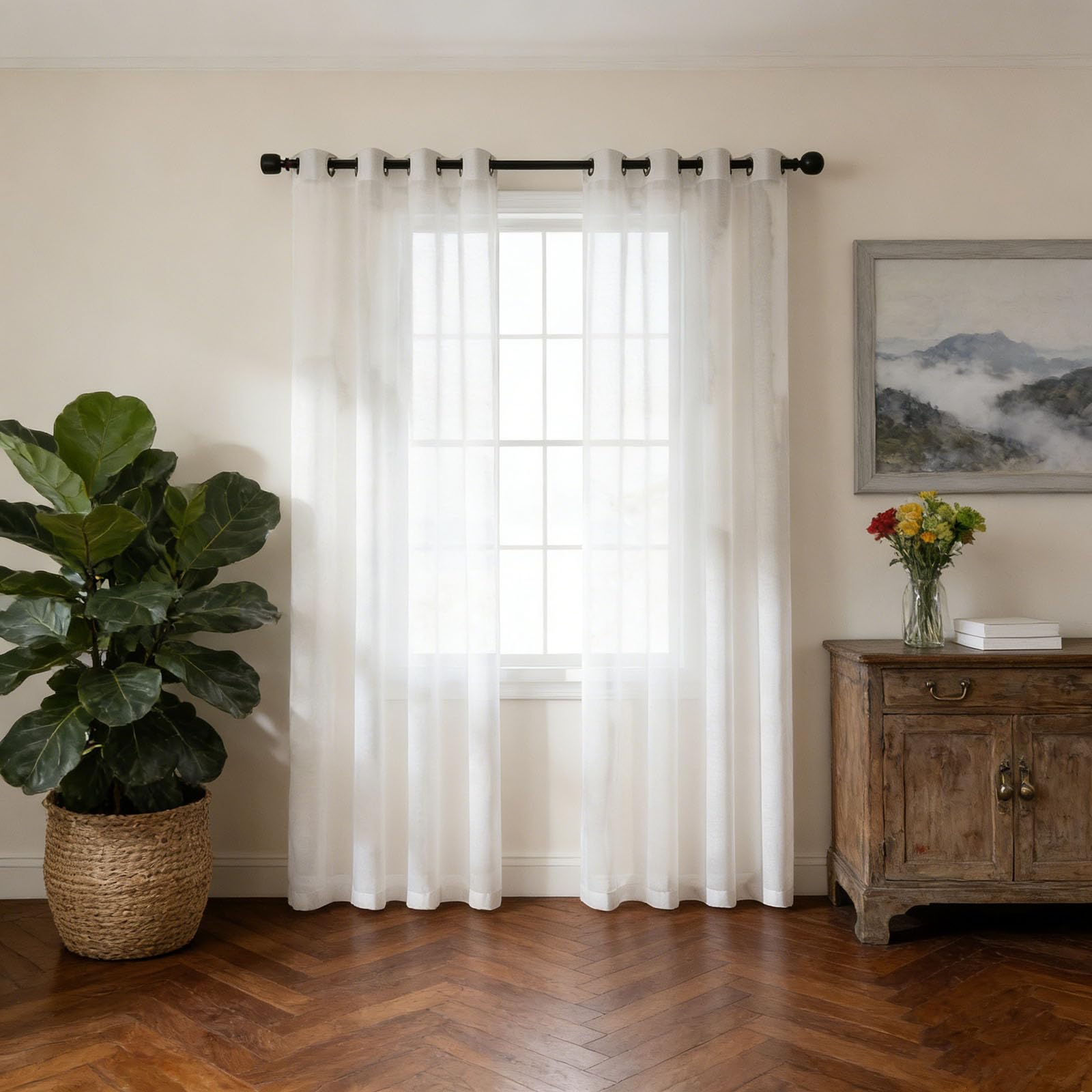 Voilage filtrage de lumière élégant blanc 180 x 225 cm pour maison