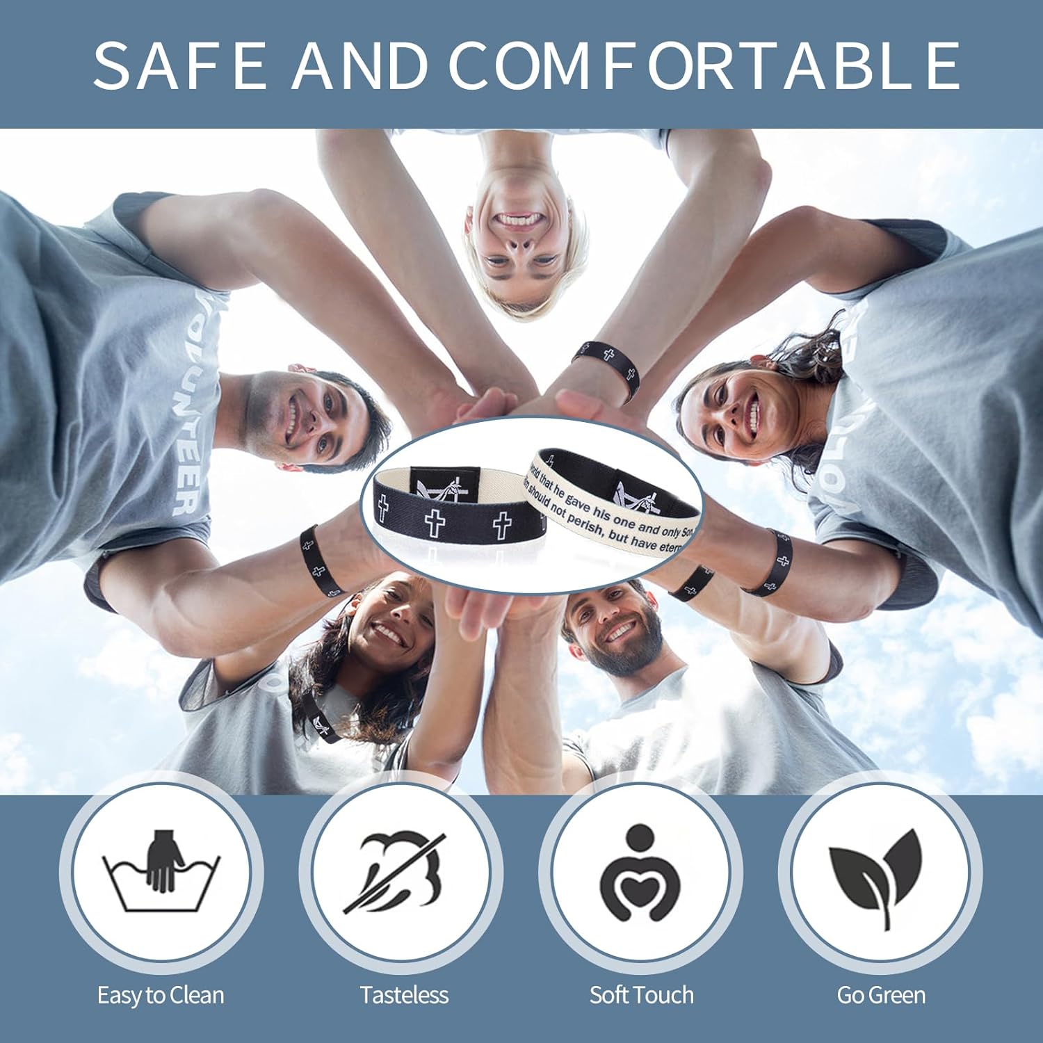 Bible verse bracelet with NFC scan, engraved John 3:16, Romans 12:2 and Joshua 1:9, religious Bible gifts for boys and girls - Image 4