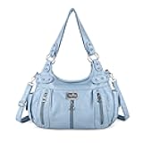 Angelkiss Large Purses and Handbags for Women Washed Faux Leather Crossbody Hobo Satchel Shoulder Handbag Tote Purse