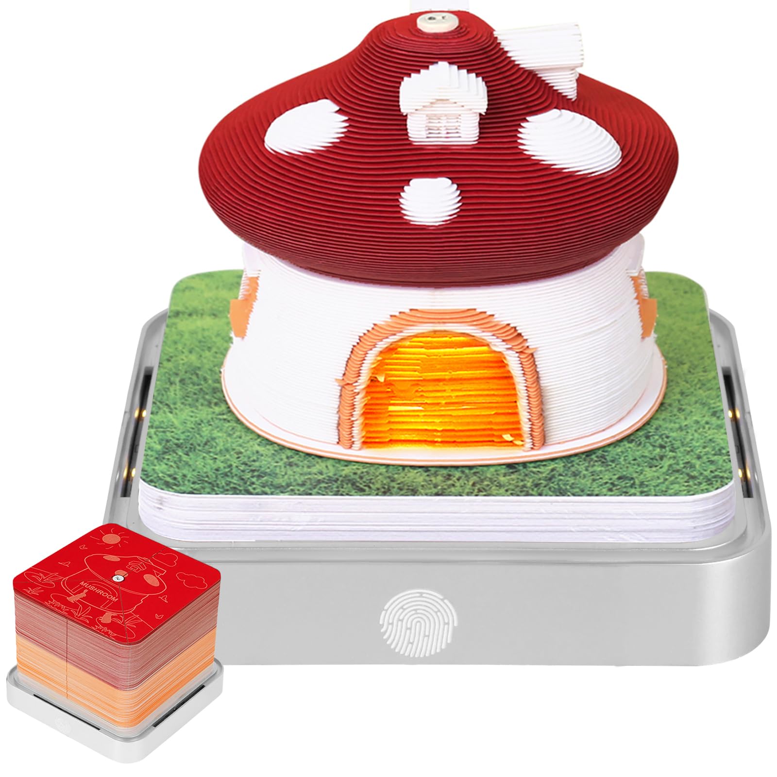 Kalendarz z nadrukiem 3D z oświetleniem LED, kalendarz, grzyb, z akrylową obudową ochronną, DIY, kalendarz na biurko, kalendarz, grzyb, na parapetówkę, dekoracja biurka, czerwony