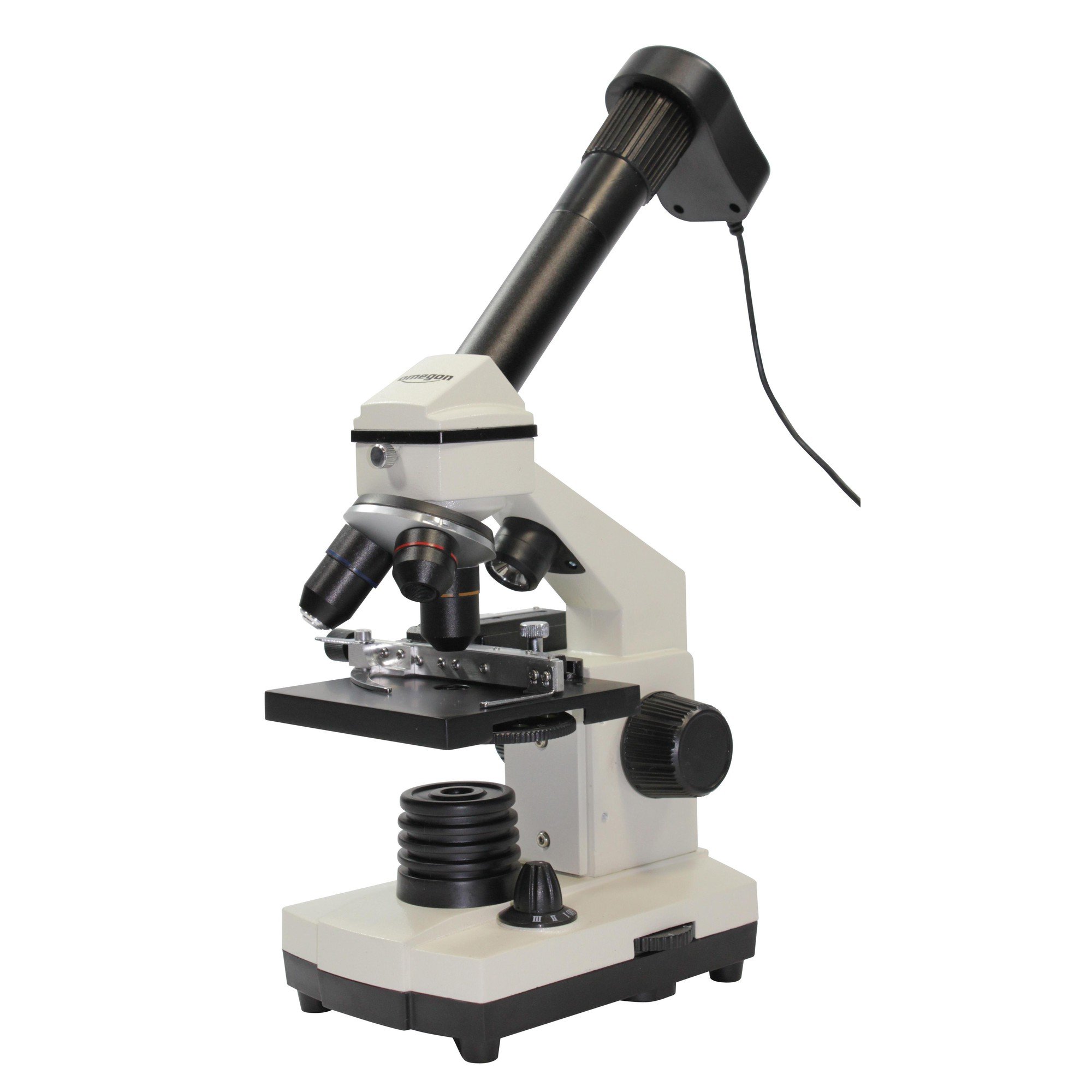 Omegon Mikroskop MonoView, MicroStar, achromat, 1280x, LED | Präzise Mikroskopie mit LED-Beleuchtung | Für Schule und Hobby | Inklusive umfangreichem Zubehör & PC Okular | Einfache Handhabung