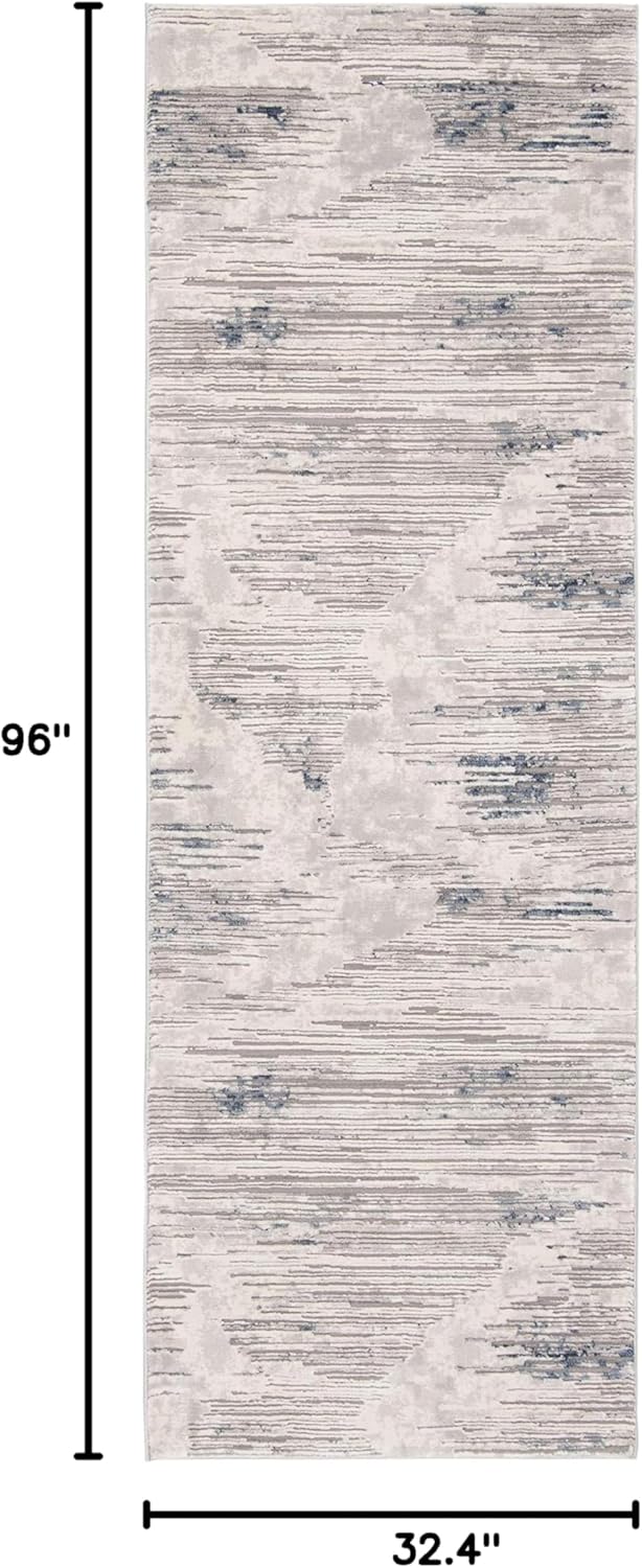 SAFAVIEH Meadow Collection 2'7" x 8' GreyIvory MDW183F Modern Abstract Runner Rug