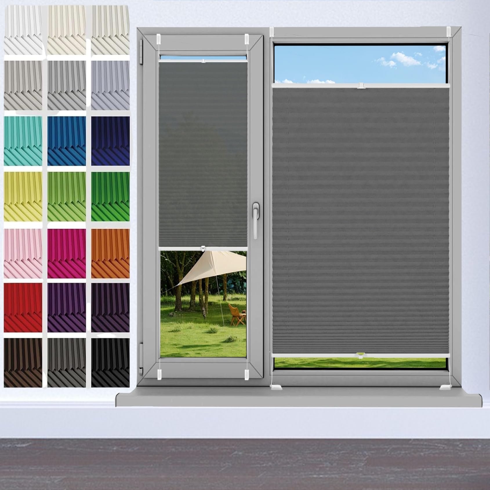 No Drill Blinds Temporary Window Blinds 54 x 115 cm (W x H), Easy to Install No Tools Needed Quick Fix, Temporary Blinds Cordless, Blackout Roller Blind, for Window Door, Grey