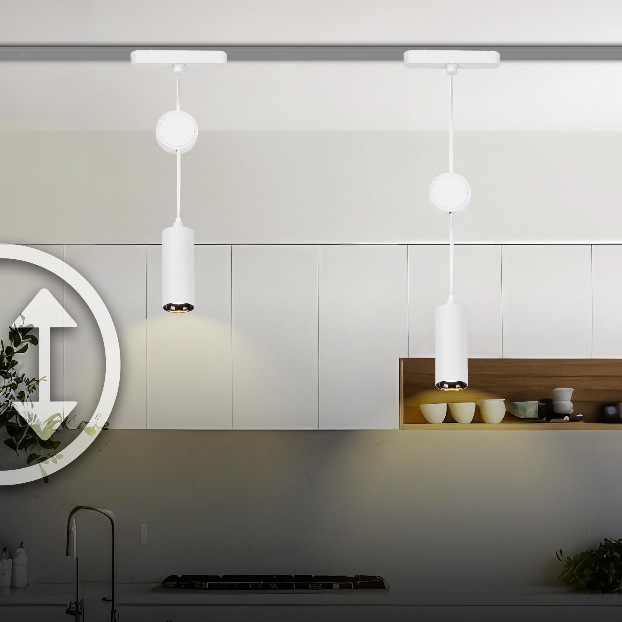 BRILONER - Sistema a binario set completo, 6x faretti LED, 2x LED a sospensione regolabile in altezza, forma a U/Z, sistema di illuminazione a binario a soffitto, binario per faretti, 4m, bianco
