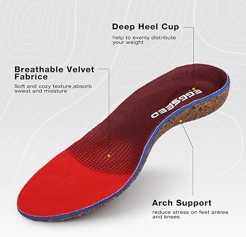 Miniatura 2 de Plantillas de corcho para aliviar la fascitis plantar, plantillas de corcho para pies planos, arco alto, dolor de pies, inserciones de talón de