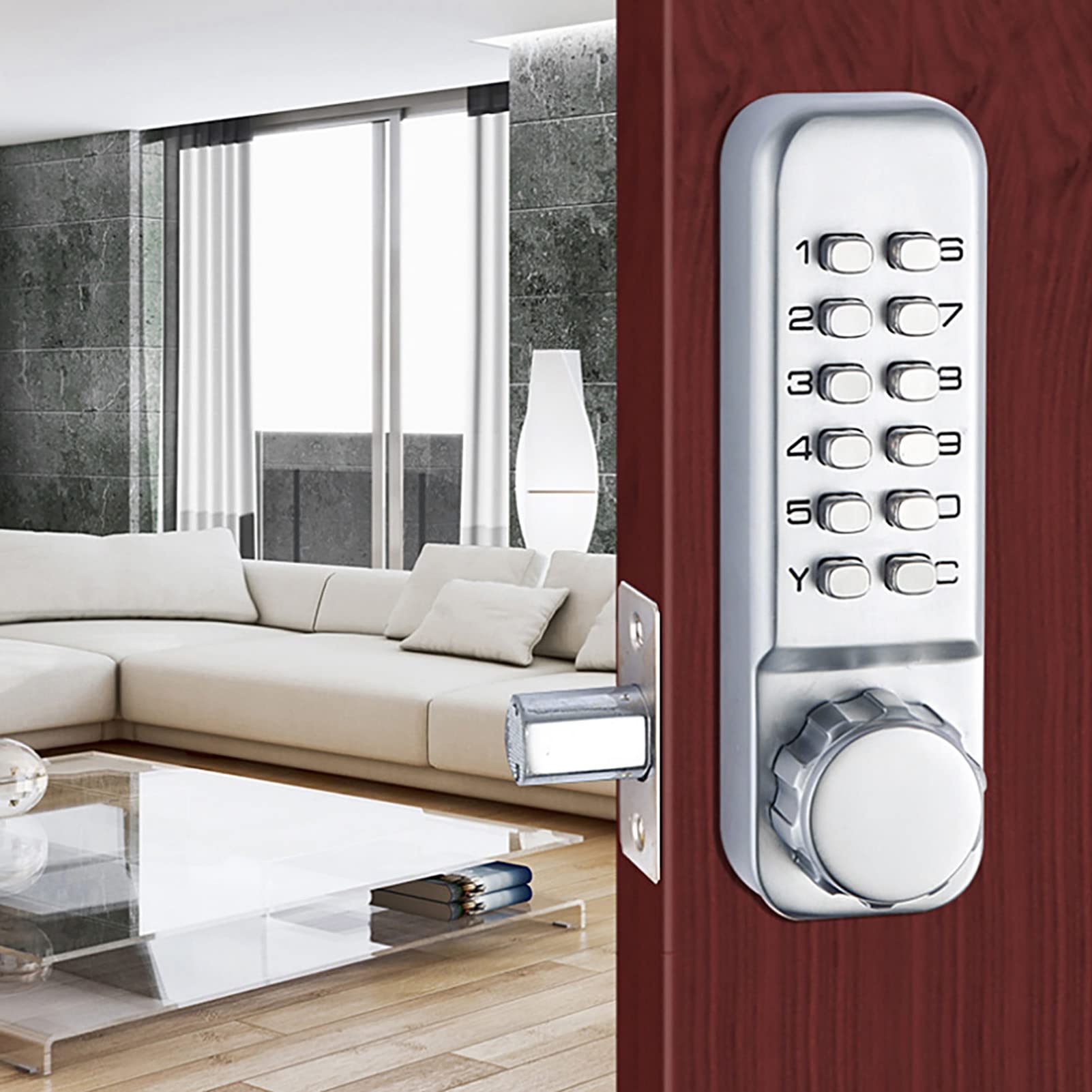 Sorandy Cerradura de Puerta Mecánica sin Llave para Entrada a Casa, Hotel, Oficina, Estudio, Juego de Cerradura de Puerta Digital Mecánica de Aleación de Zinc, Combinación de Contraseña de
