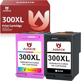 AUMOK 300XL Ink Cartridges Combo Pack Remanufactured for HP ENVY 100 110 120 PhotoSmart Series C4680 C4780 DeskJet Series F4280 F4580 F2480 F4210 D2660 D5560 Compatible for HP 300 XL Black and Colour