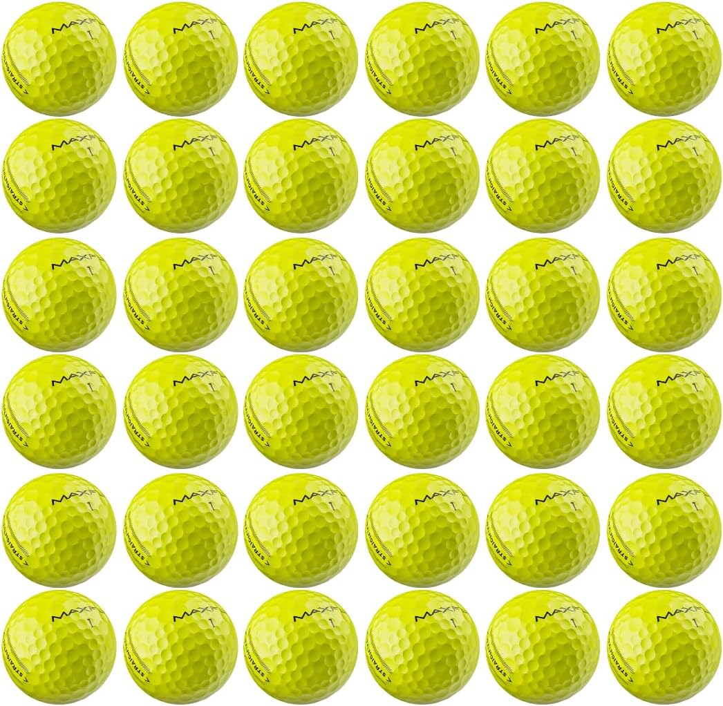 Maxfli StraightFli Golf Balls – Gloss Yellow, 36- Pack | Low Spin Distance Golf Balls for Straighter Shots | Soft Feel, Durable Ionomer Cover | for Beginners & Recreational Golfers