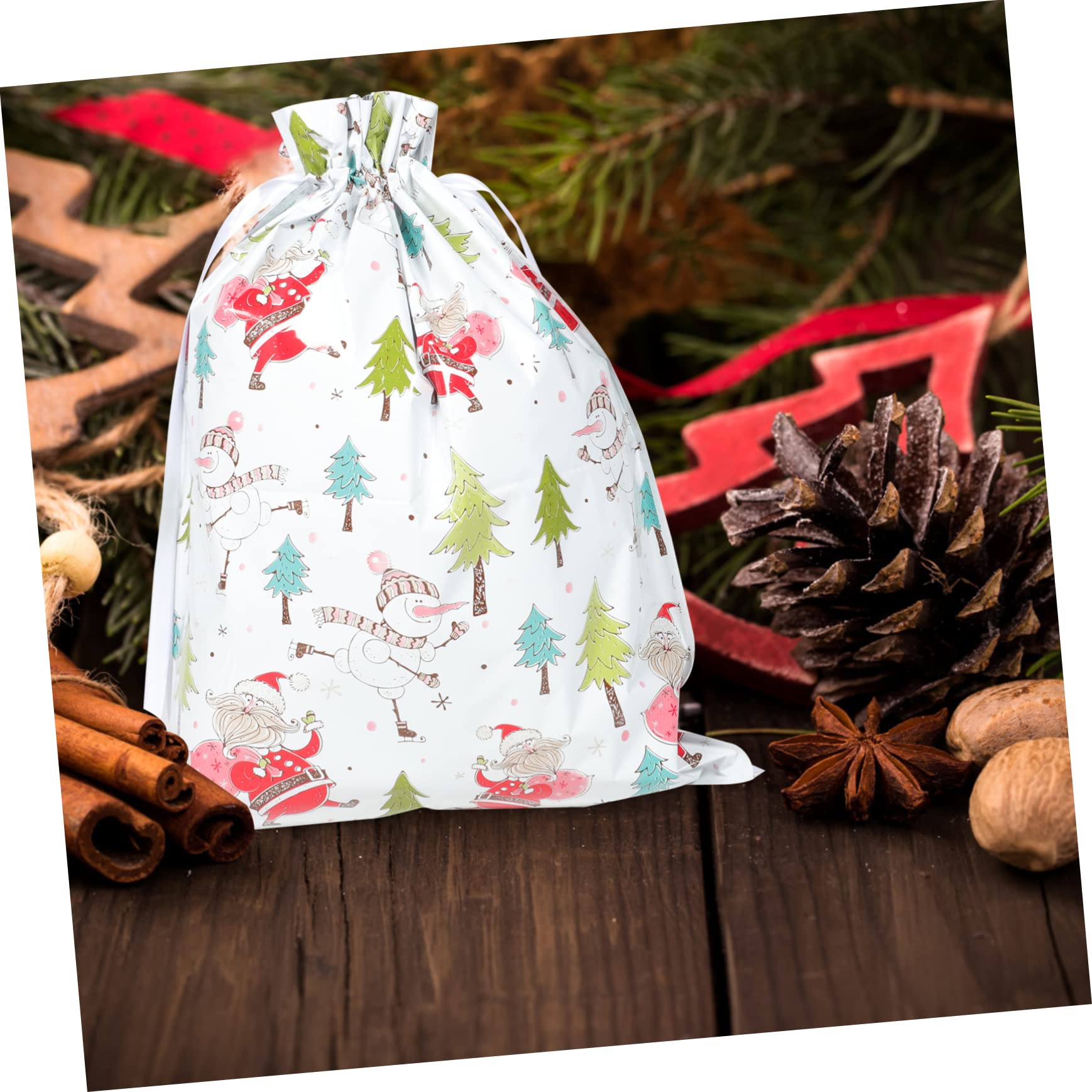 SOLUSTRE 50pezzi Sacchetti Di Natale Con Corda Di Chiusura Sacchetti Per Regali e Caramelle Colorata Per Feste Compleanni e Occasioni Speciali Variabili