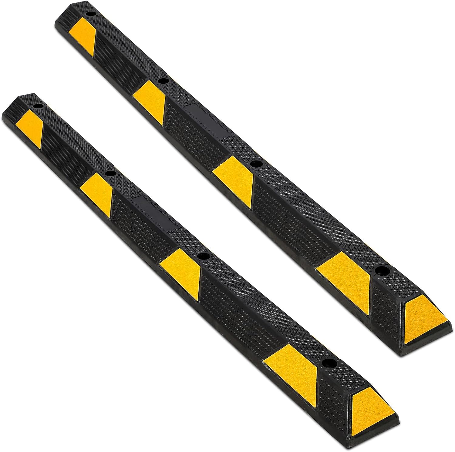 GarveeTech 2 Pack 72" Heavy Duty Rubber Parking Curb, Garage Floor Wheel Stopper,55000 LBS Capacity Parking Stopper for Garage with Reflective Stripes for Vehicles Truck Driveway Protect Cars