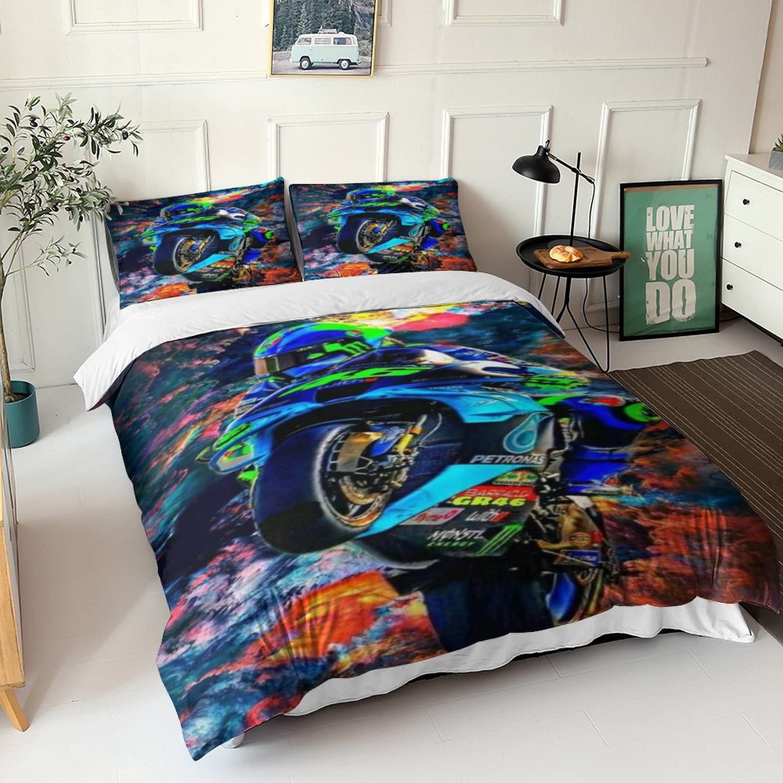 LNDVBEUDK 3D Con Stampa Di F1 Racing Set Di Biancheria Da Letto 3 Pezzi Set Copripiumino Morbida Microfibra Per Ragazzi E Ragazze,coppie,camera Da Letto,decorazione Double(200x200cm