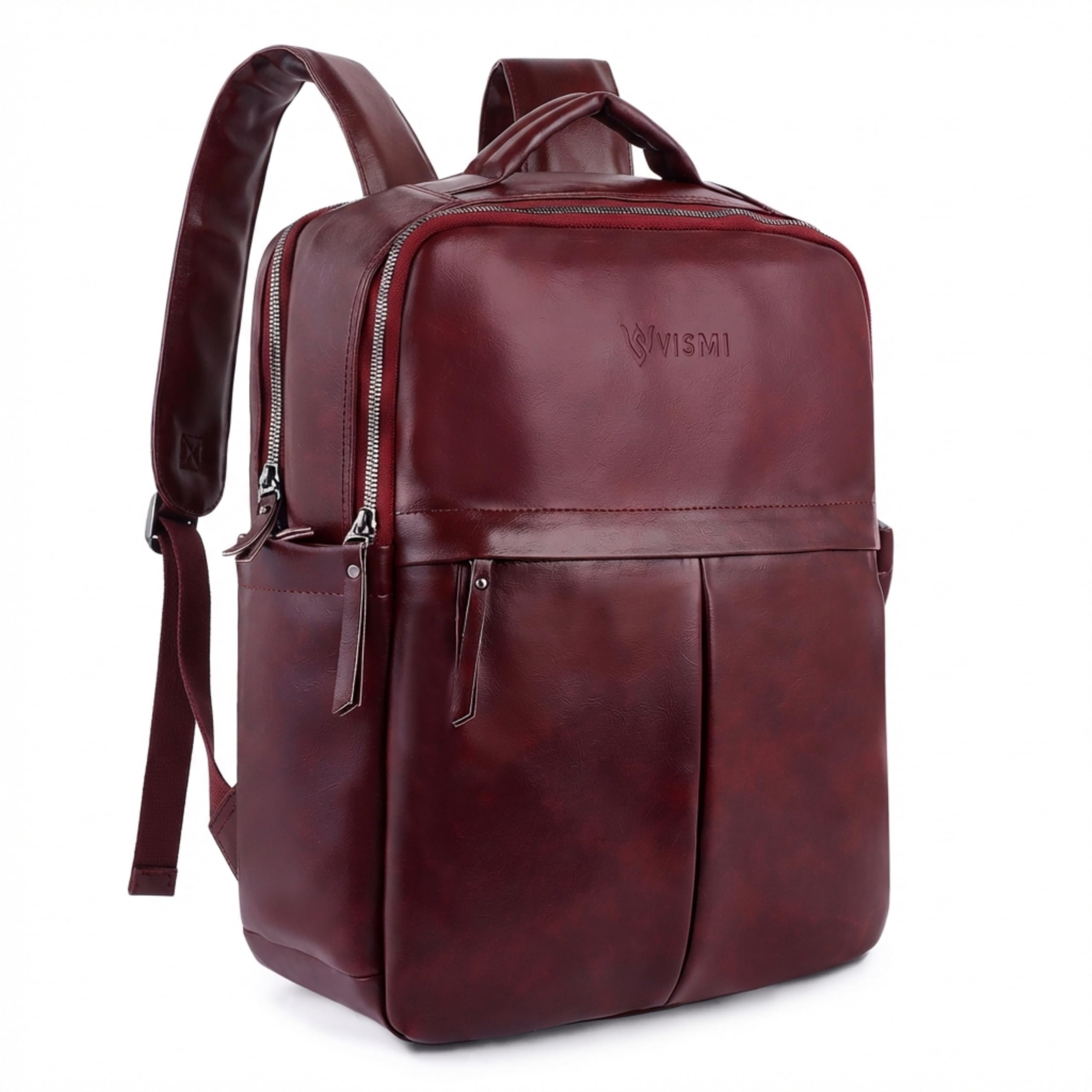 VISMIINTREND Stylish Vegan Leather Laptop Backpack Bag for Men and Women |Fits 13",14", 15.6 Inch Laptops, Macbook |Office/Business/College/Airport/Travel/Overnight/Professional |Unisex |Rakhi Gifts