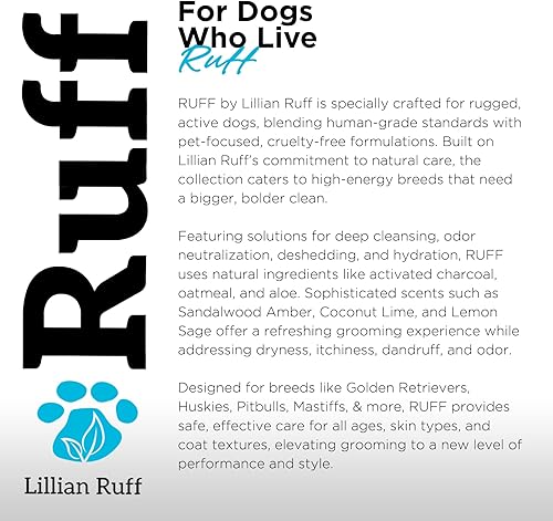 Miniatura 6 de Ruff by Lillian Ruff - Acondicionador de avena de coco y sándalo para perros, hidrata y calma la piel seca con picazón, promueve un pelaje