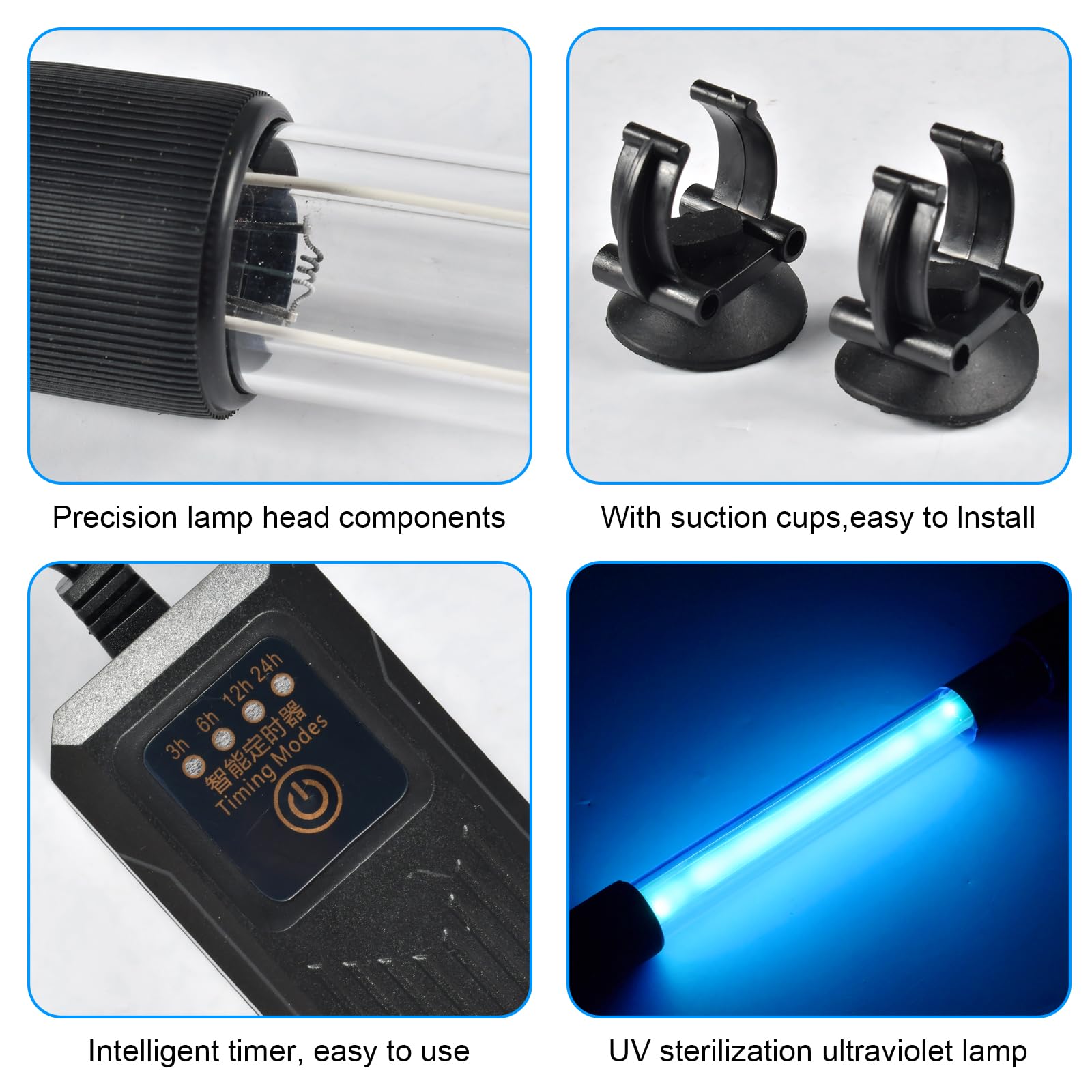 Funmo Akwarium sterylizator UV, lampa UV do sterylizacji, światło UV, oczyszczacz wody, do akwariów do podwodnej sterylizacji, dezynfekcji wody i zabijania zielonych alg i bakterii