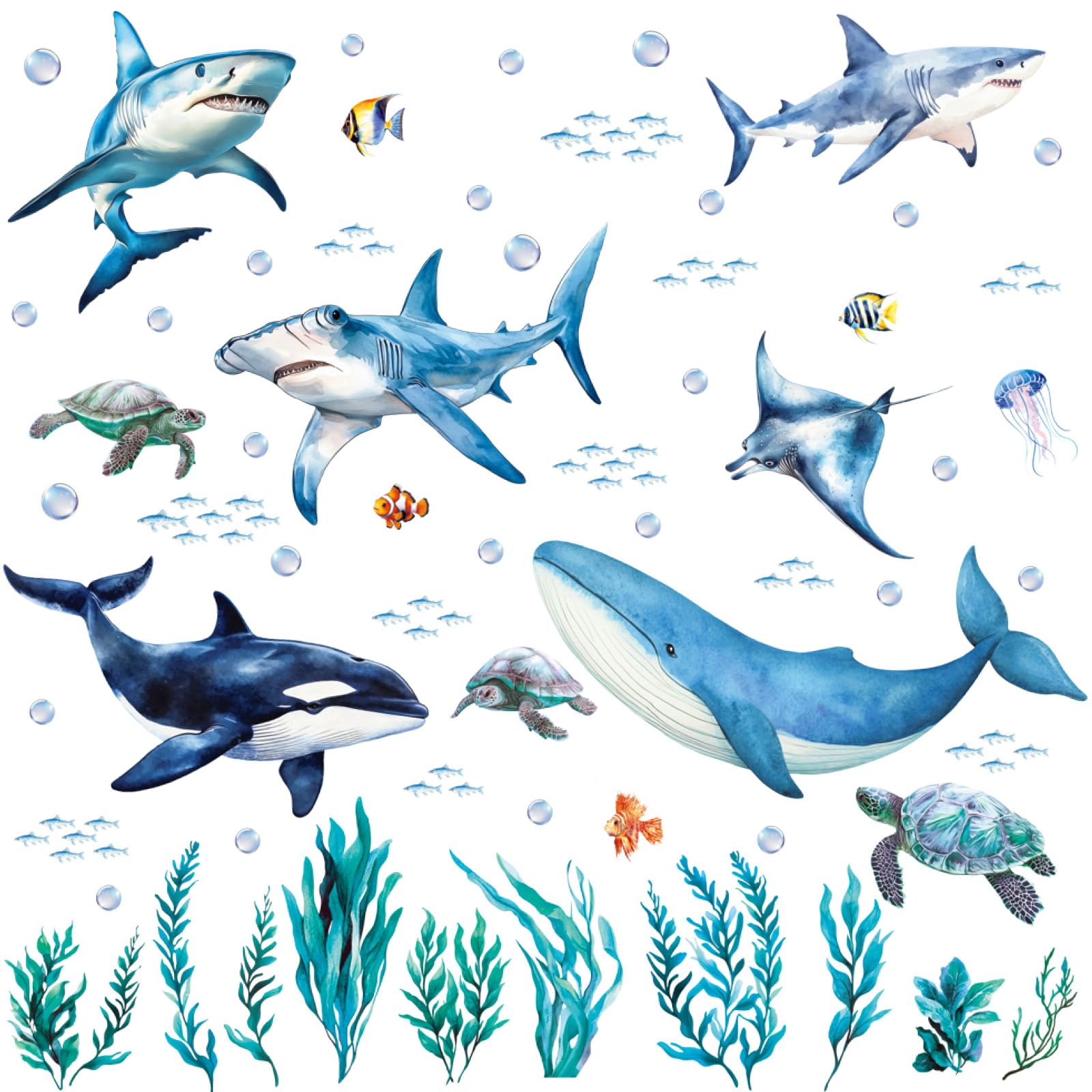 Stickers Muraux Sous la Mer SHUCHING Requin Baleine Décoration Chambre