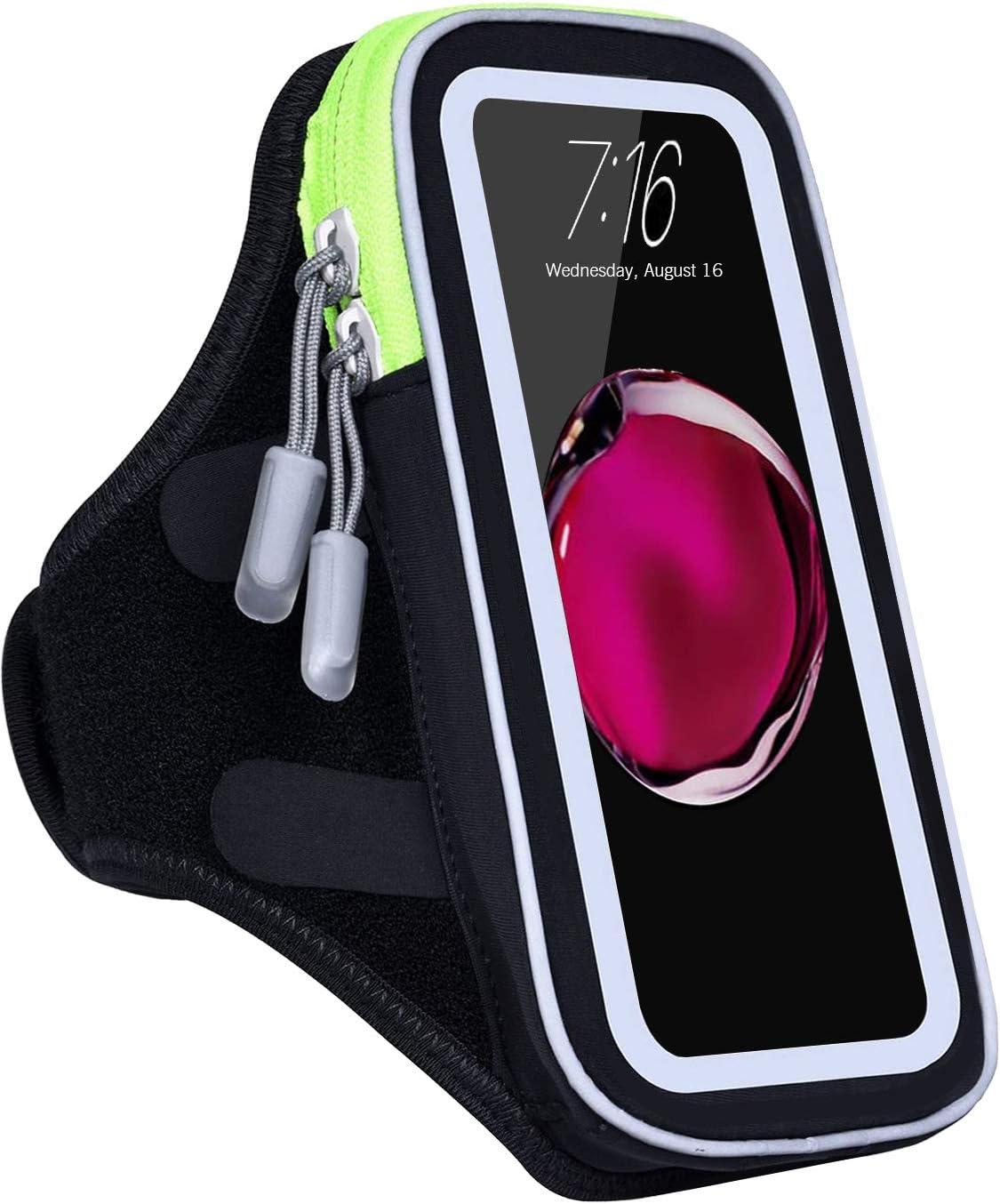 ANMRY Cell Phone Armband Case for iPhone X, Xs, 11, 10, 9, 8, 7, 6, 6S,Galaxy S11, S10, S9, S8, S7, S6, A8 Universal 6" Cell Phone with Earphone Holder & Key Holder for Running, Walking(Green) : Cell Phones & Accessories