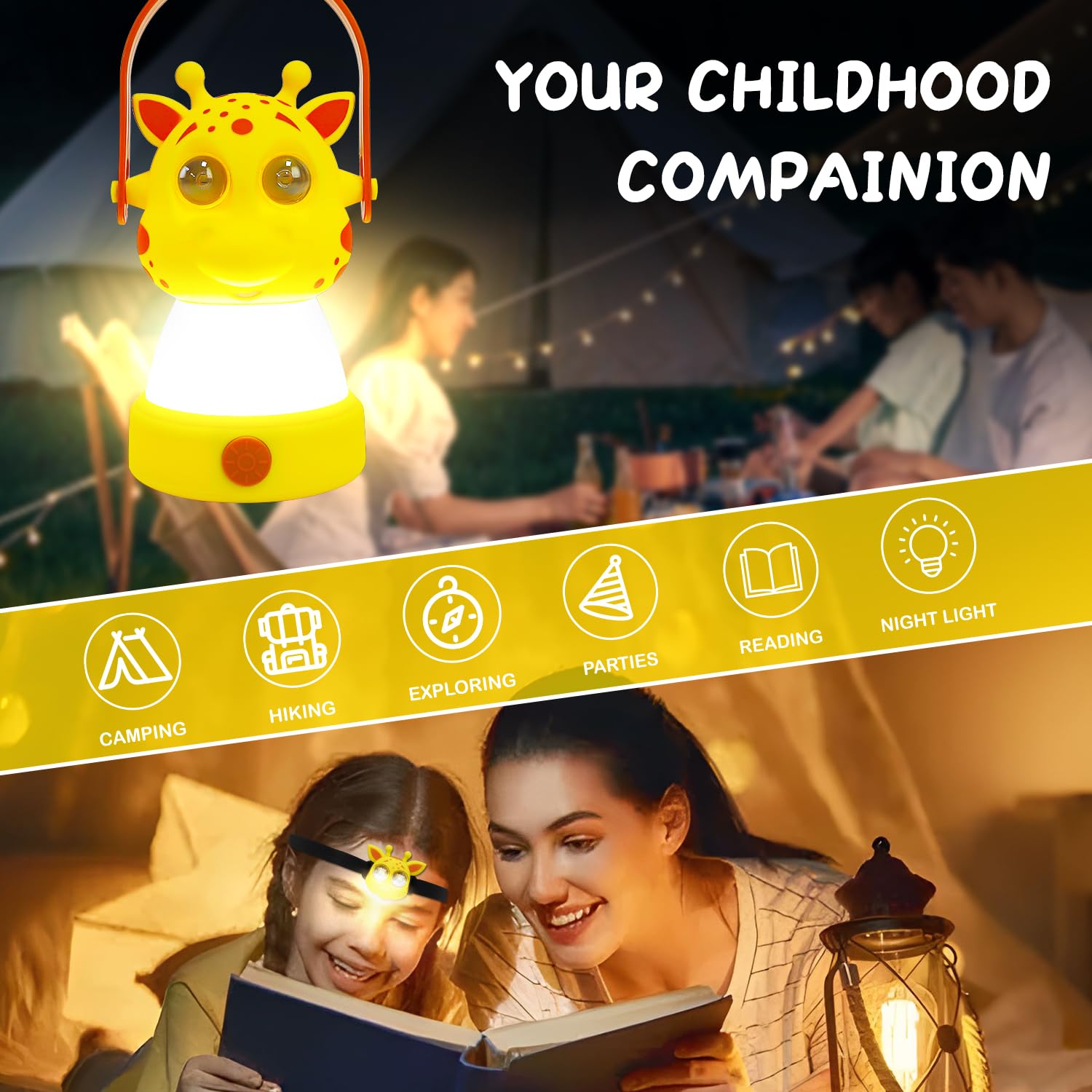 LED-Camping-Laterne und Stirnlampe, Hirsch-Set, batteriebetriebenes Nachtlicht für Kinder von 6–12 Jahren, Outdoor-Ausrüstung für Kinder im Alter von 8–12 Jahren, Spielzeug, Mädchen, Jungen,