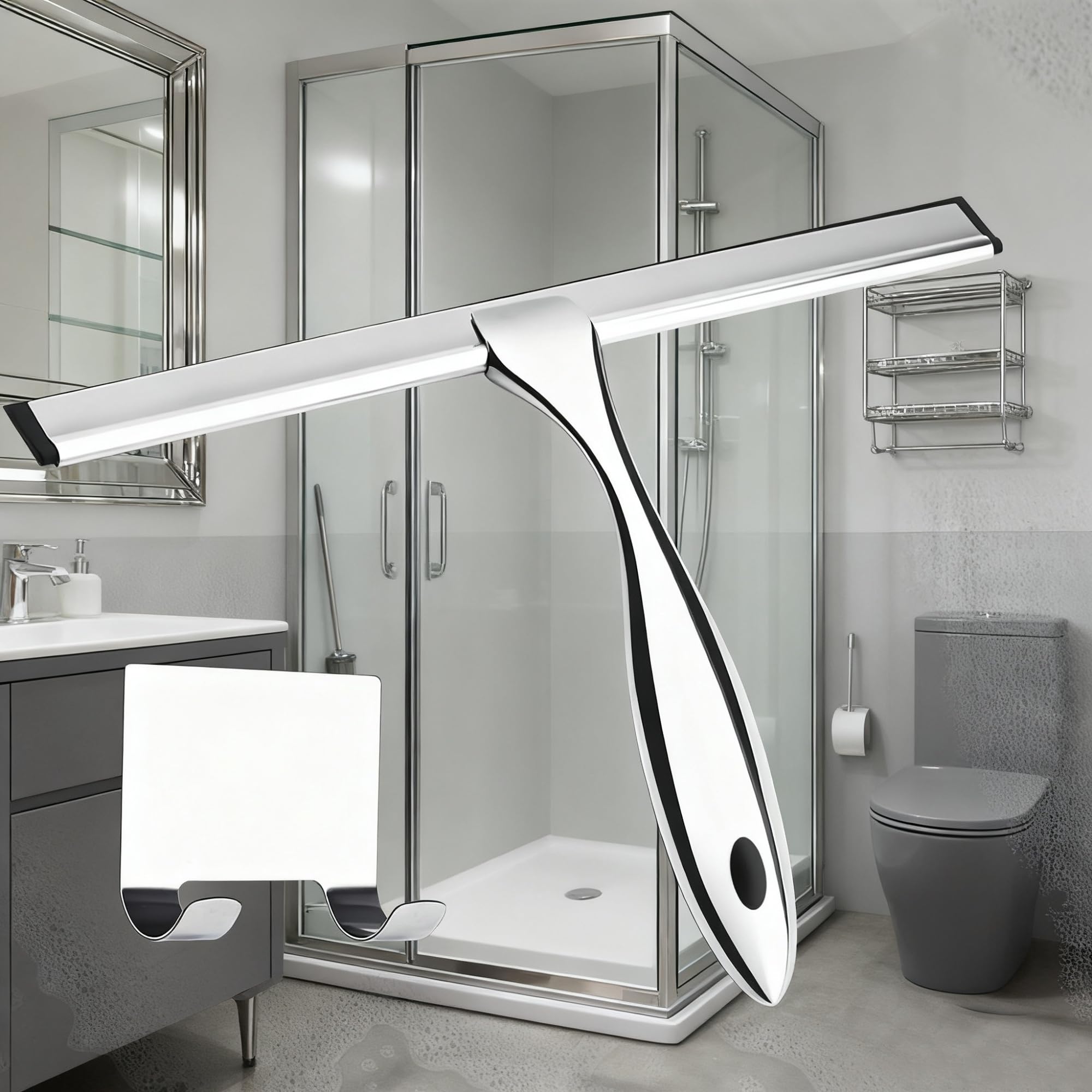 Duschabzieher Für Glastüren 3 stücke Dusche Rakel Set 10/12/14'' Zoll Fenster Wischer Silikon Klinge for Badezimmer Haushalt Hotel Reinigung Werkzeuge(14 inch Sliver)