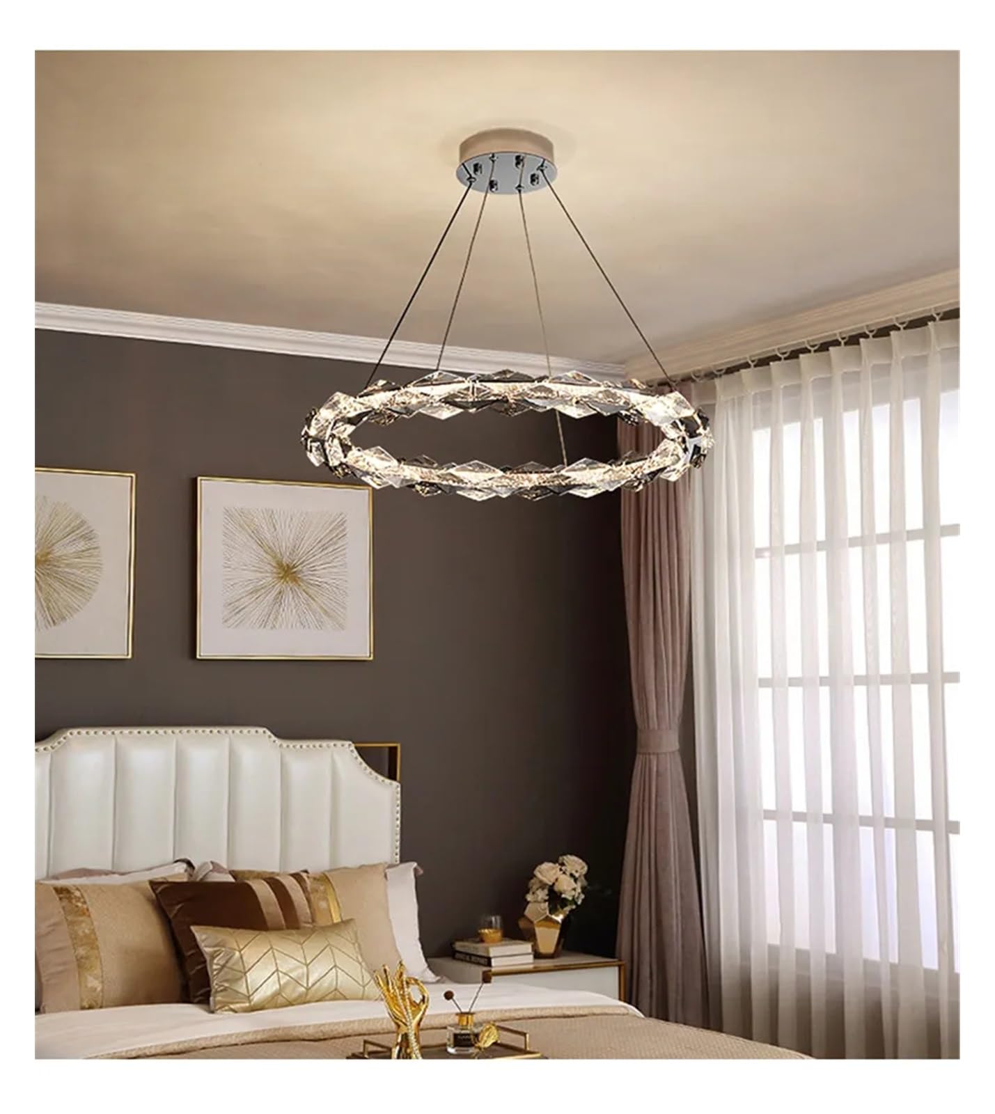 SYAXVOM Chandelier Nordic Crystal Chandelier Ceiling Light with Dimmable for Home Interior Lighting Decoration Multiple Options Customizable(D 50CM,White)