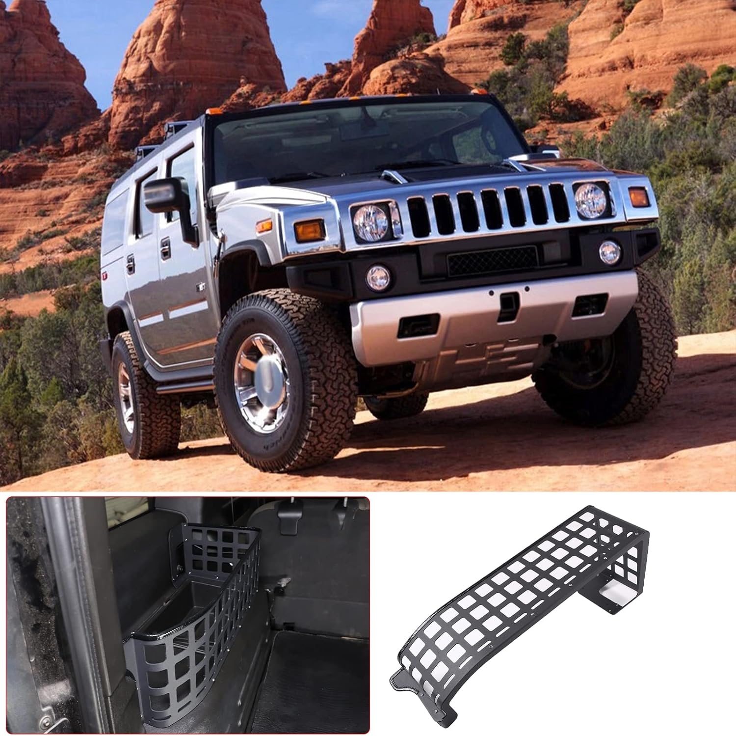 PIUGILH Aluminum Rear Trunk Storage Enclosure, Tail Cargo Storage Panel Multi-function Rack for Hummer H2 2003-2007 Accessories (Left Side)