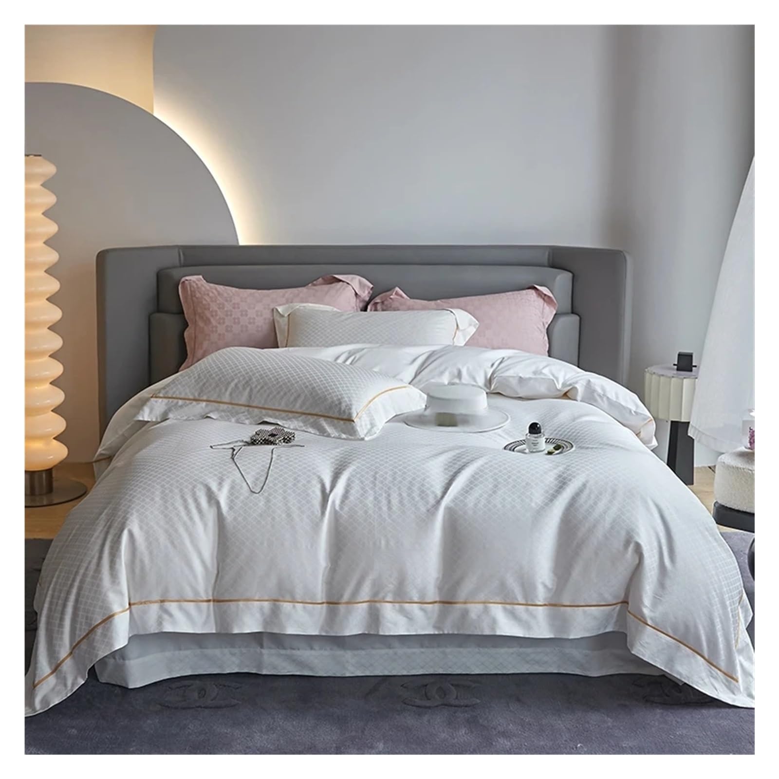 Sbcgfy C Bed Four Pieces Set, Egyptian Otton Bedding Set Deluxe Jacquard Duvet Over Bed Sheet And Pillowcase,-Queen Size 4Pcs