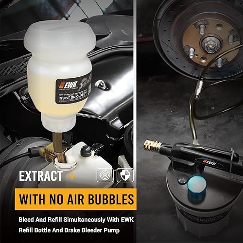 Miniatura 5 de EWK Kit de purga de frenos neumática de 23 piezas, bomba de purga de frenos al vacío de 2L y botella de recarga de líquido de 1 litro, sistema de