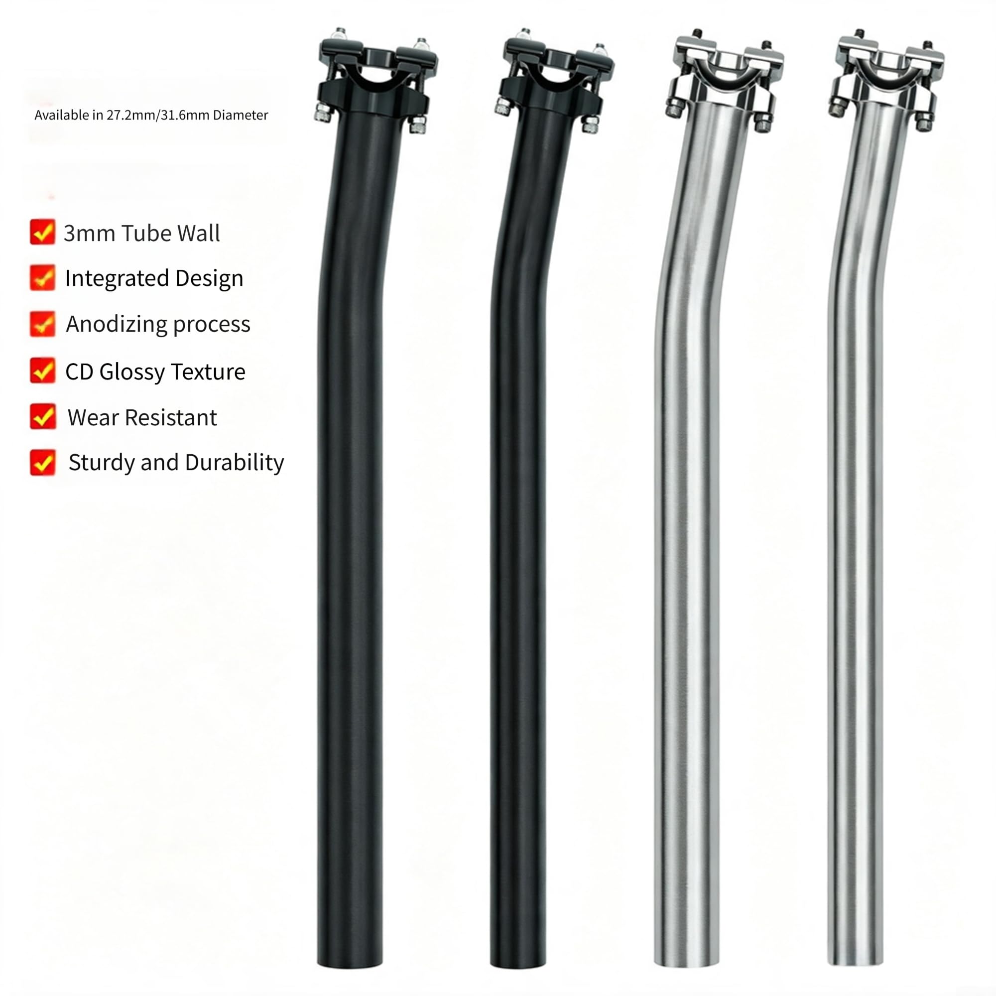 Tige de Selle Route Aluminium 31.6mm Confort Optimal