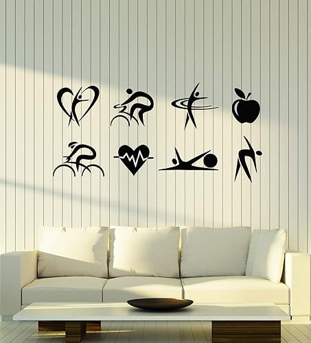 Vinyl Wall Decal Yoga Fitness Sport Healthy Lifestyle Motivation Art Stickers Mural Large Decor (g3871) Black
