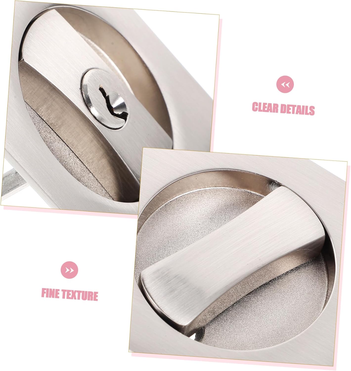 Modern Brushed Zinc Alloy Pocket Door Lock with Keys Invisible Embedded Privacy Lock Hardware Metal Construction Easy DIY Installation for Home Interior