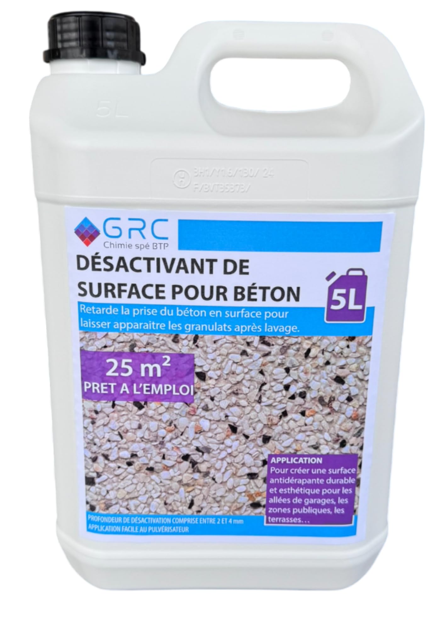 GRC Désactivant de Surface Béton Retarde la prise pour Béton Lavé 2–4 mm – Prêt à l’emploi – 5 L pour ~25 m² – Application Facile au Pulvérisateur – Surface Esthétique et Antidérapante