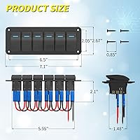Vista 2 de Joinfworld Panel de Interruptor Basculante de 6 Posiciones 12V Panel de Interruptor de Barco Marino Impermeable 12 Voltios Luz LED Azul Panel