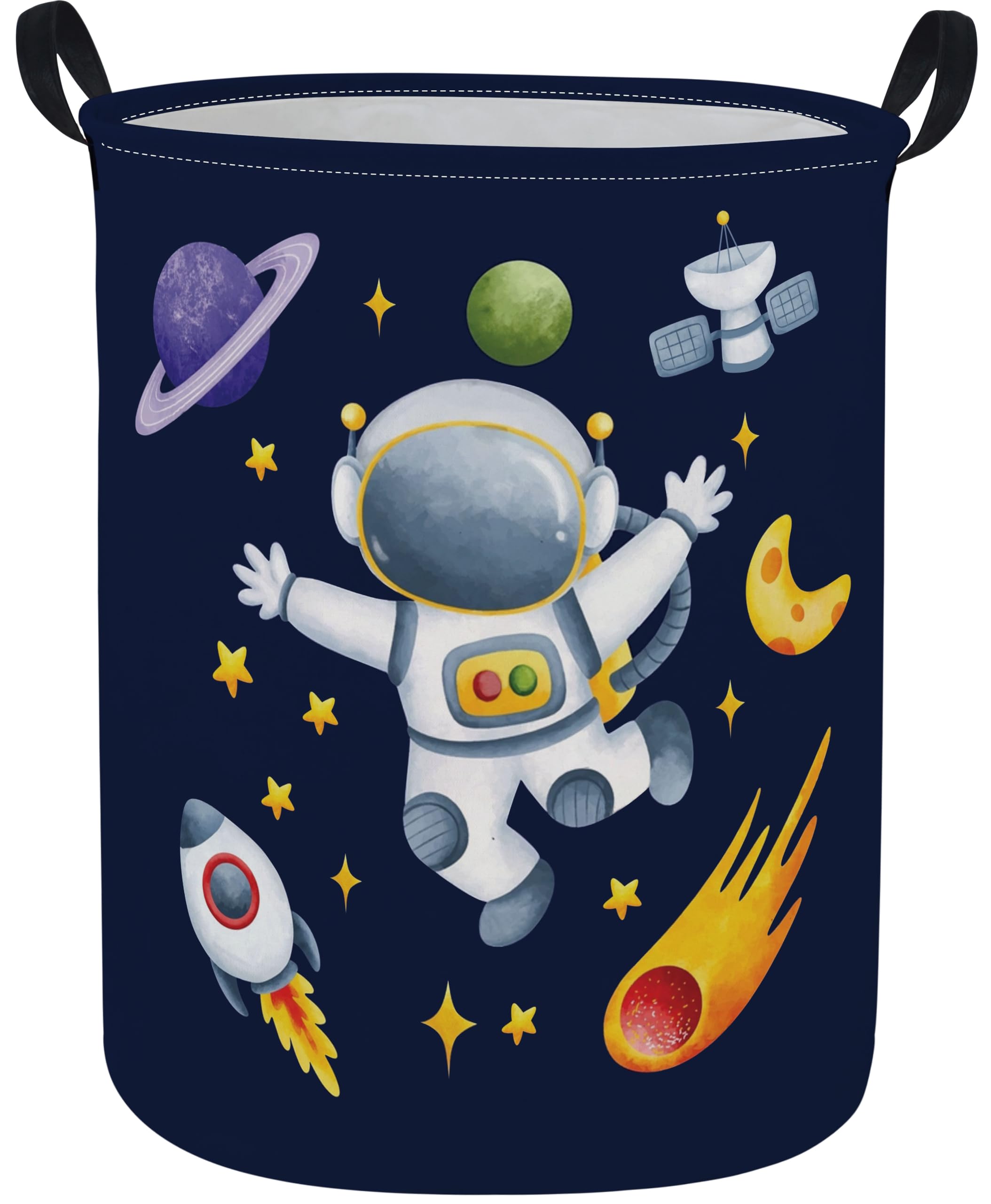 ESSME Laundry Basket,Space Hamper Collapsible Canvas Waterproof Storage Bin, Nursery Hamper,Gift Baskets,(Astronaut)