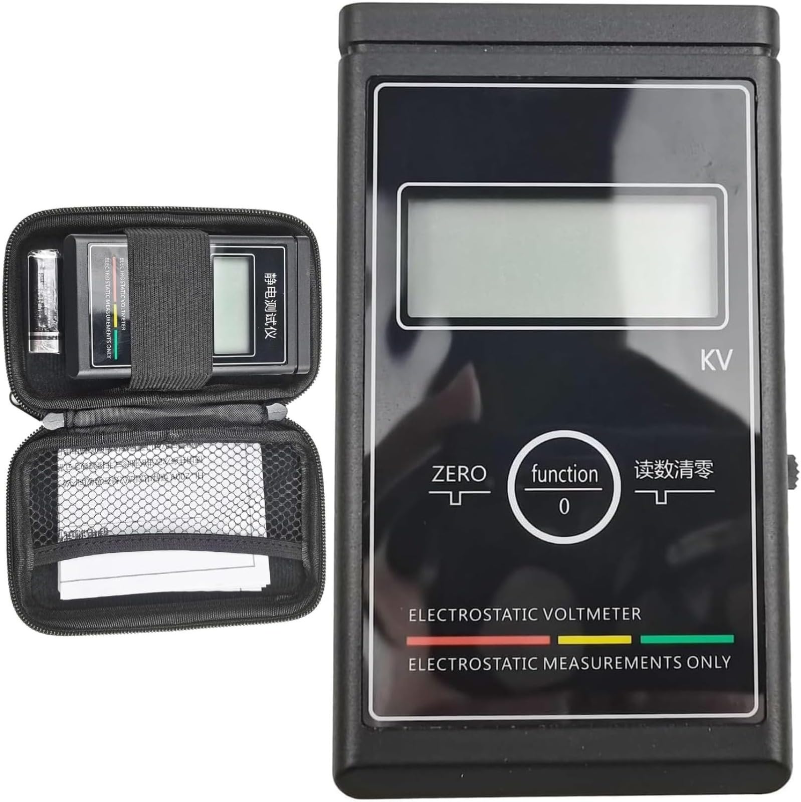Tragbares statisches Messgerät, elektrostatischer Tester, 0-50 KV Messrate beträgt ca. 3 Mal/Sekunde mit LCD-Bildschirm, für Fasergarngewebe, Platten, Papier, Gummi