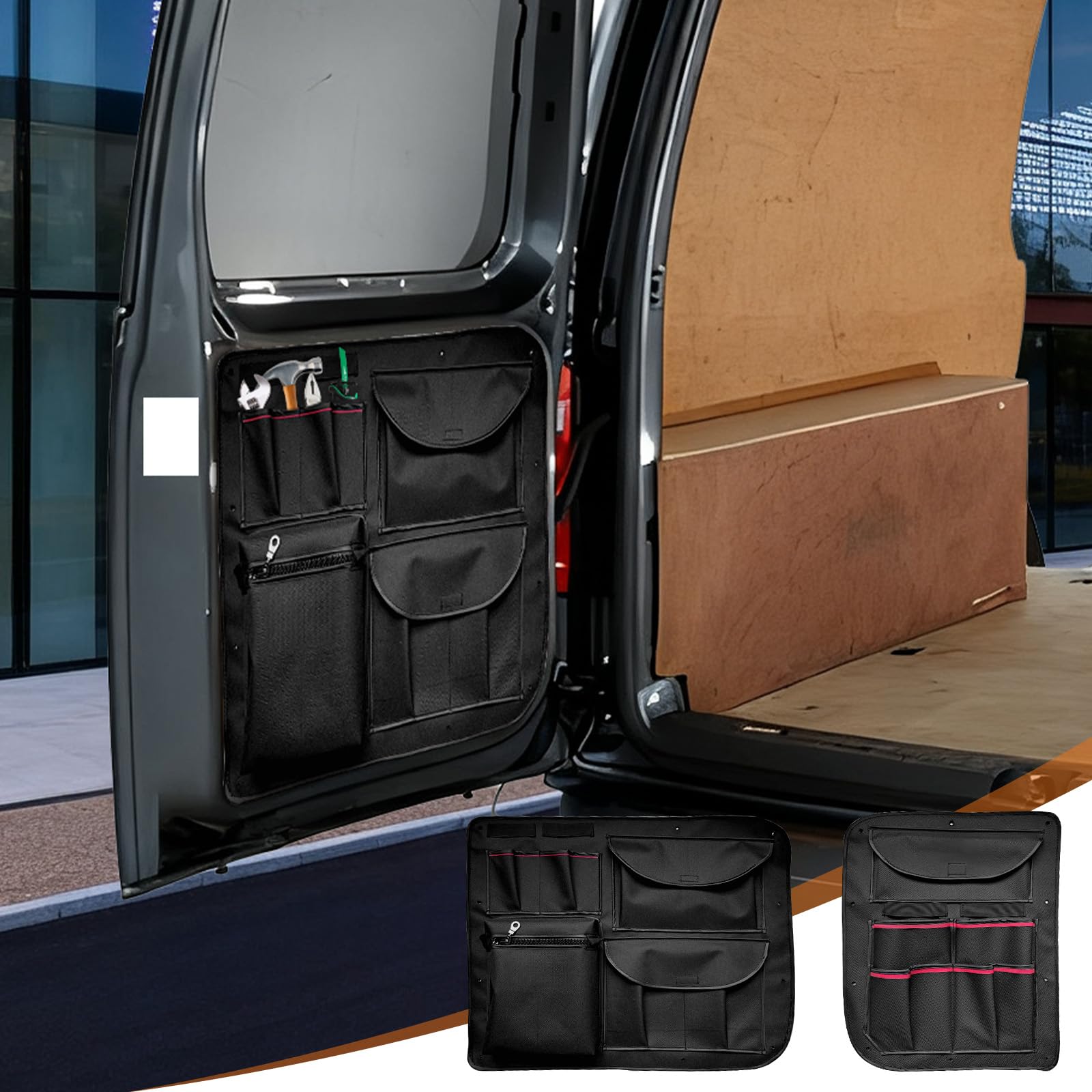 Organizer per Borse per Porta Posteriore per VW Caddy 2003-2021 | 2pcs Borse Portaoggetti per Camper, Organizer per Interni Furgone