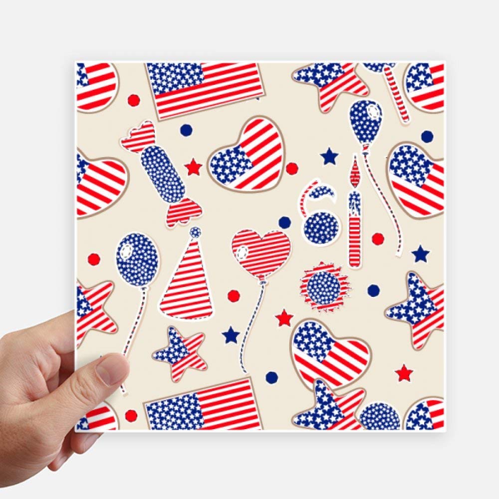 DIYthinker Usa Balloon Candy Heart Flag Star Festival Square Stickers 20Cm Wall Suitcase Laptop Motobike Decal 4Pcs