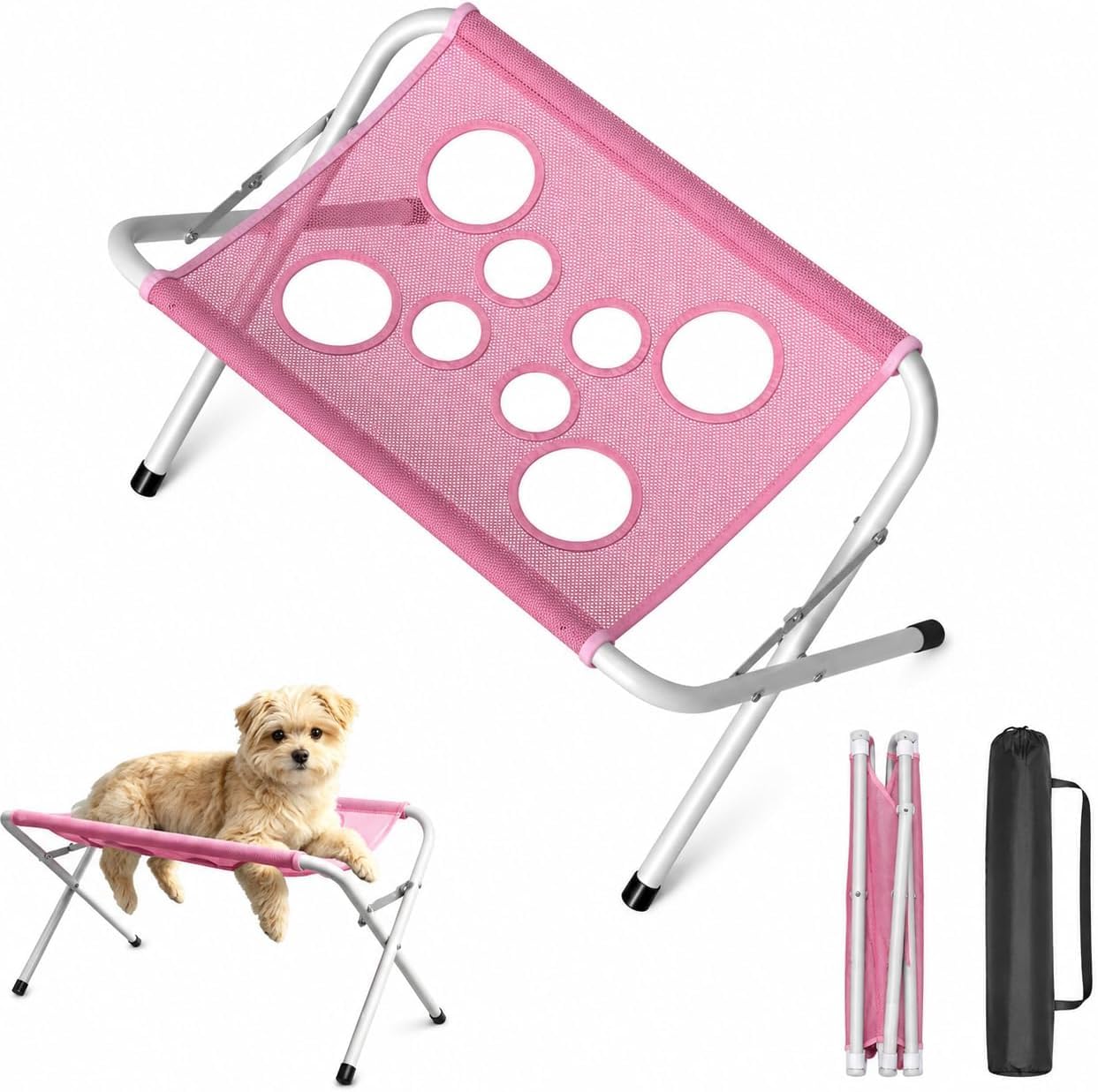 Grooming Pet Bath Stand Mesh Bathing Station Foldable With Quick Surface And Strap Maintenance Cat Dog Grooming Table for Nail Clipping Blowing Drying Household Small Medium Dogs Cats Care